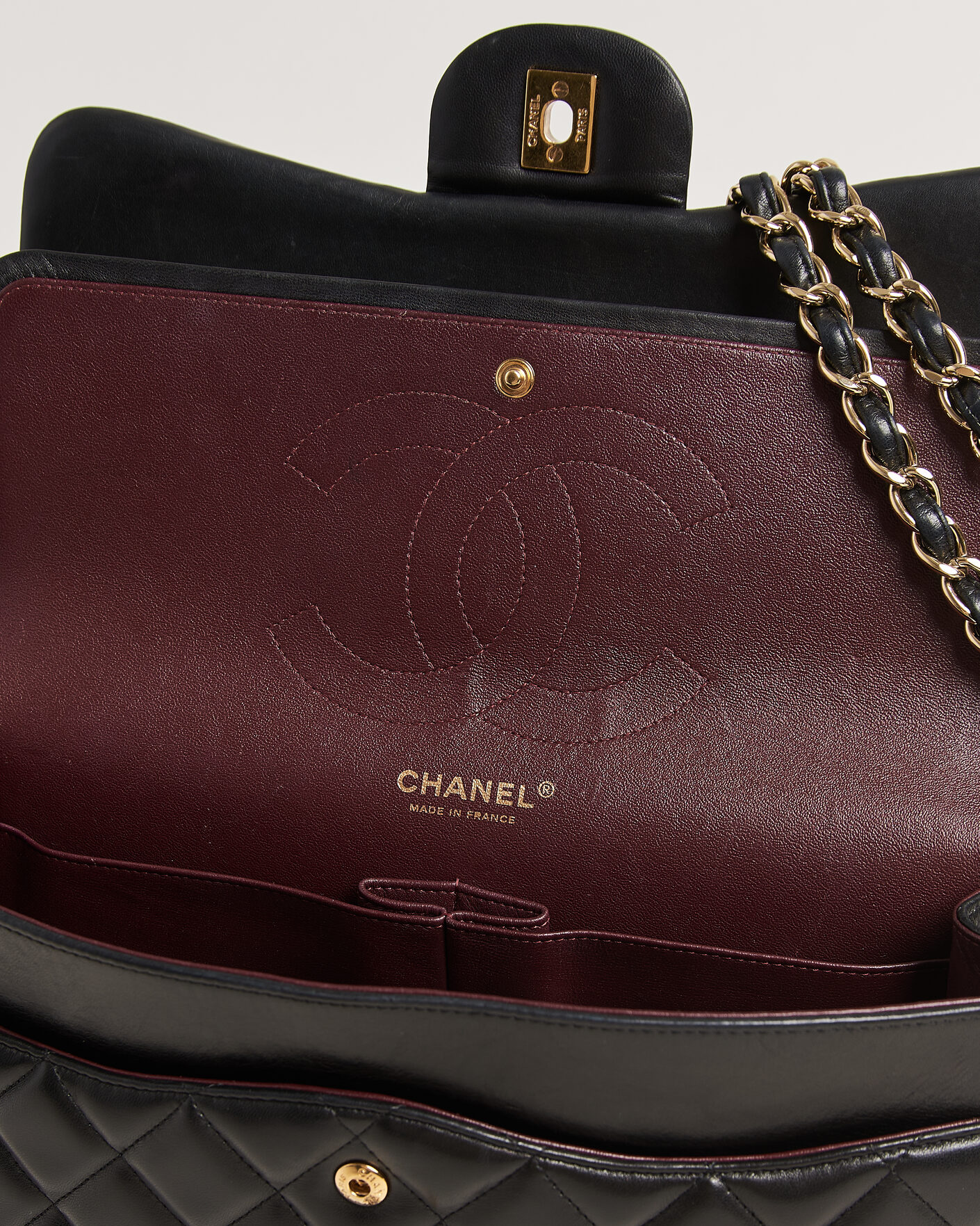 Herren | Pre-Owned & Vintage Bags | Chanel Pre-Owned | Classic Jumbo Double Flap Bag Lambskin Black