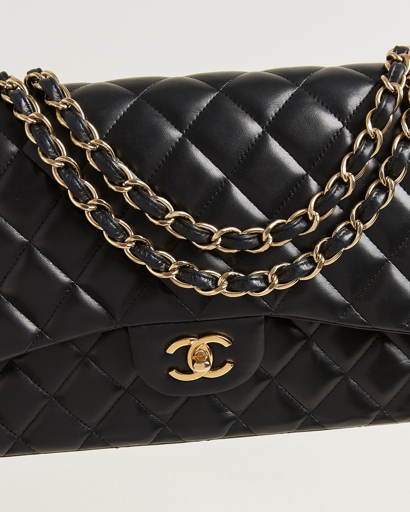 Herren | Pre-Owned & Vintage Bags | Chanel Pre-Owned | Classic Jumbo Double Flap Bag Lambskin Black