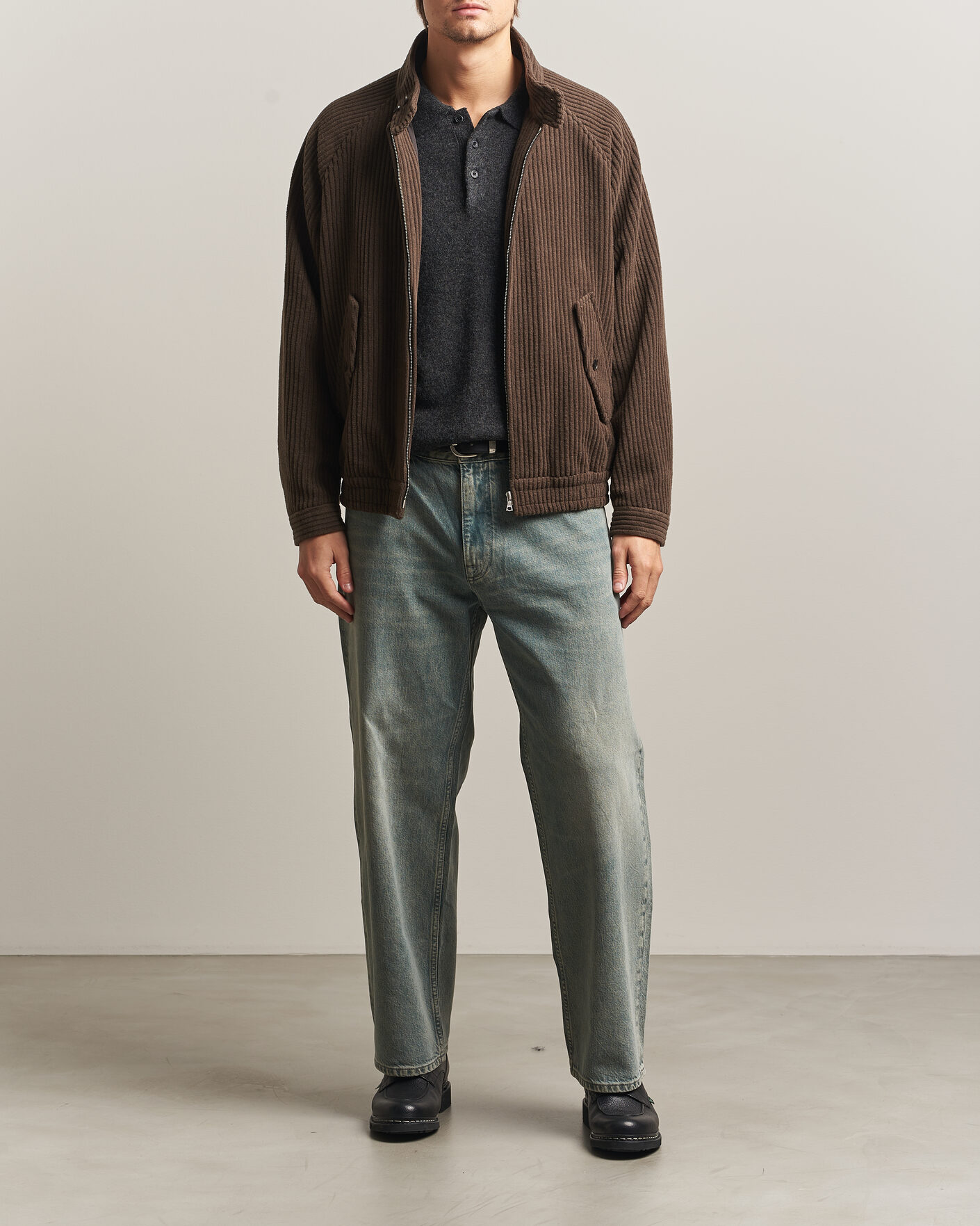 Herren | Jacken | Auralee | Wool Cashmere Corduroy Zip Jacket Smoky Brown