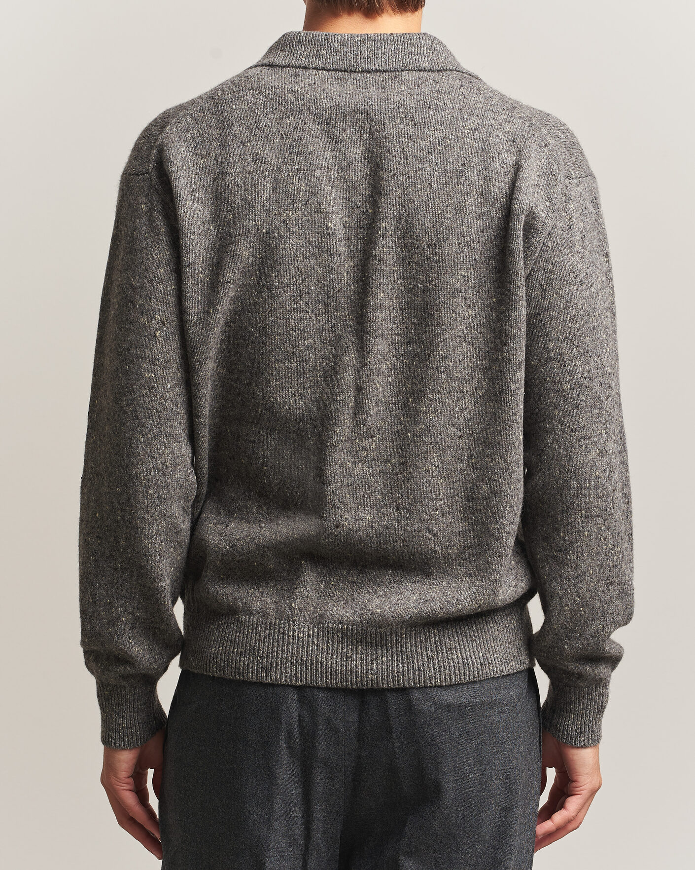 Herren | Pullover | Auralee | Cashmere Nep Knit Polo Mix Gray