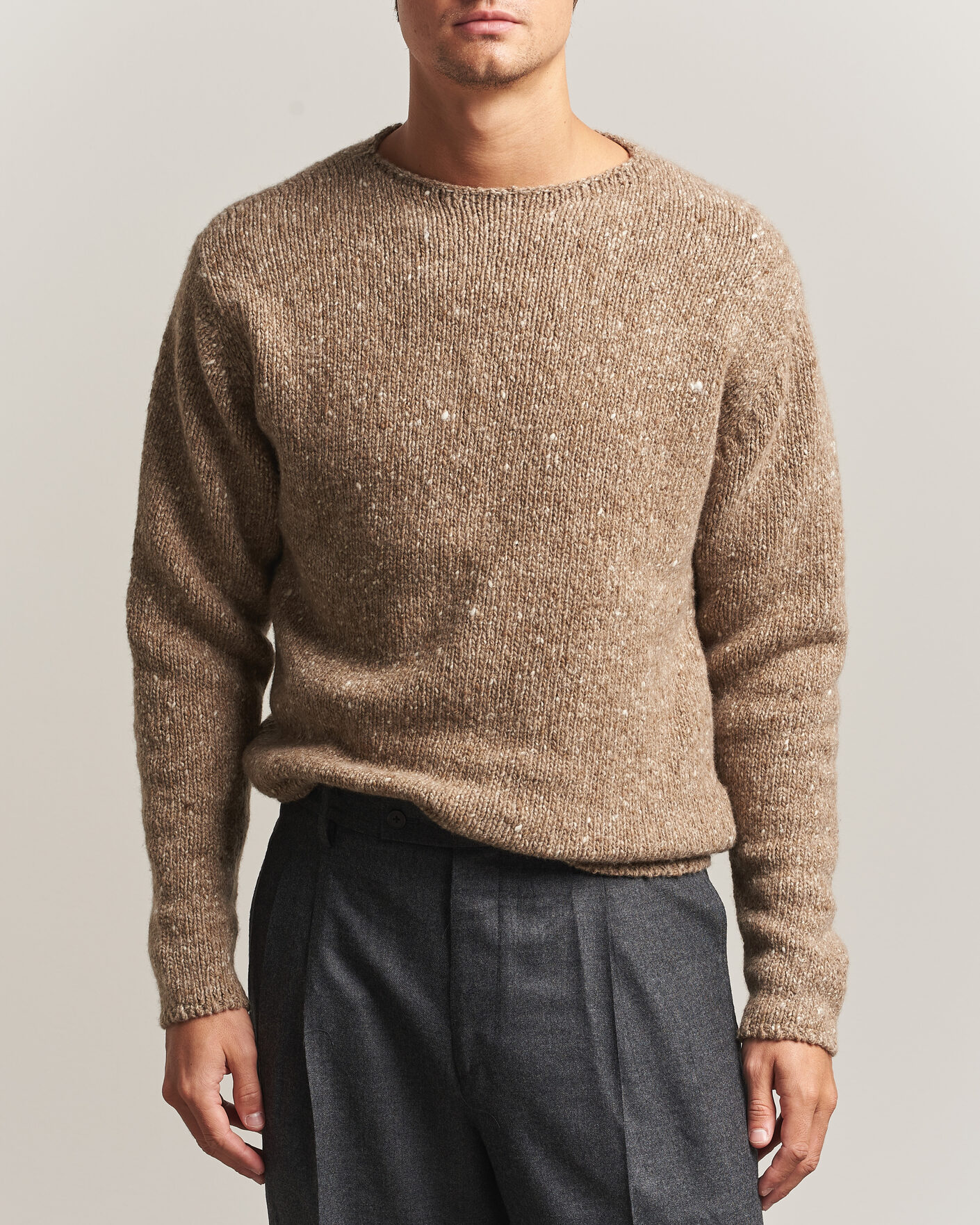 Herren | Pullover | Auralee | Homespun Tweed Knit Pullover Top Brown