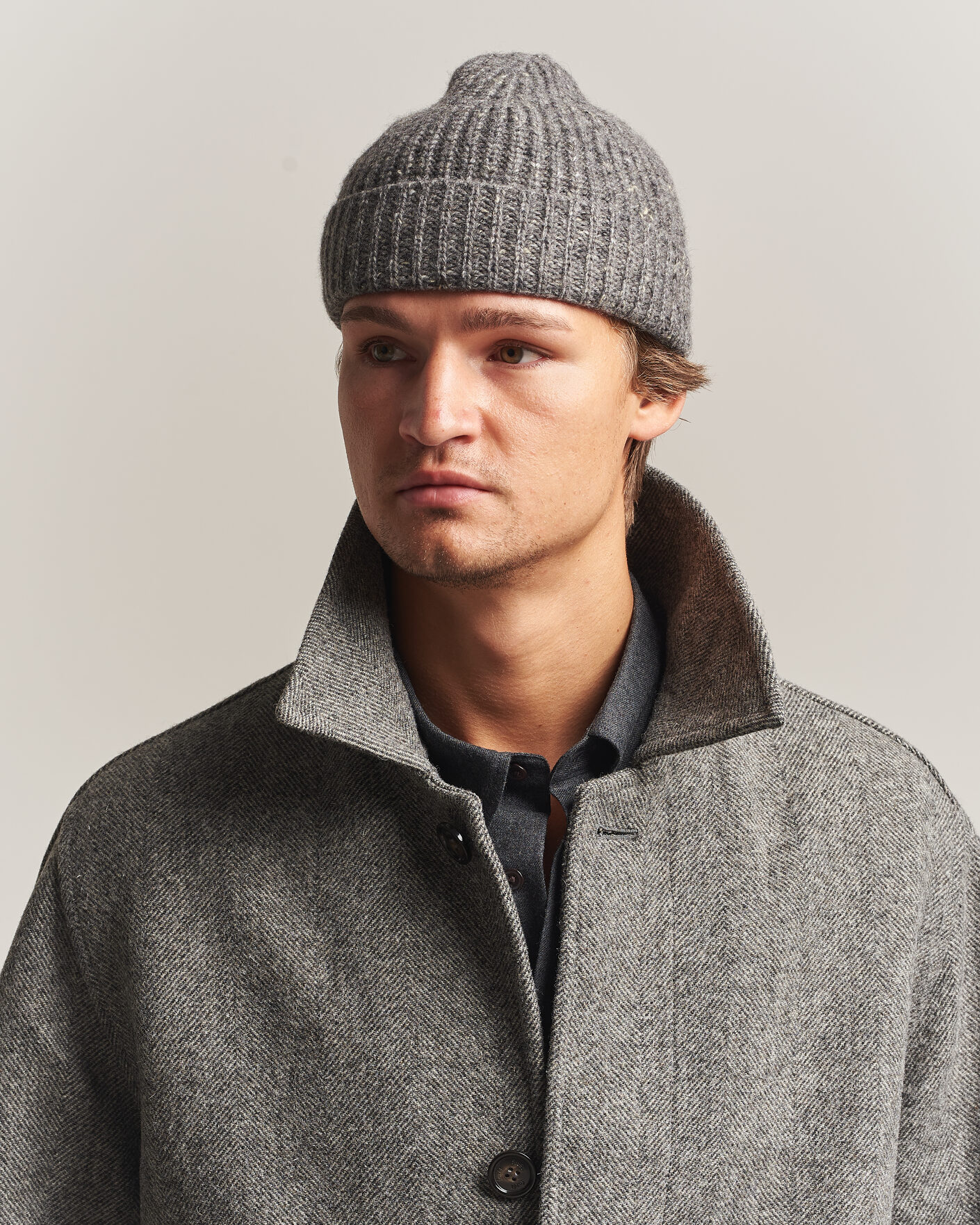 Herren | Mützen | Auralee | Cashmere Nep Knit Cap Mix Gray