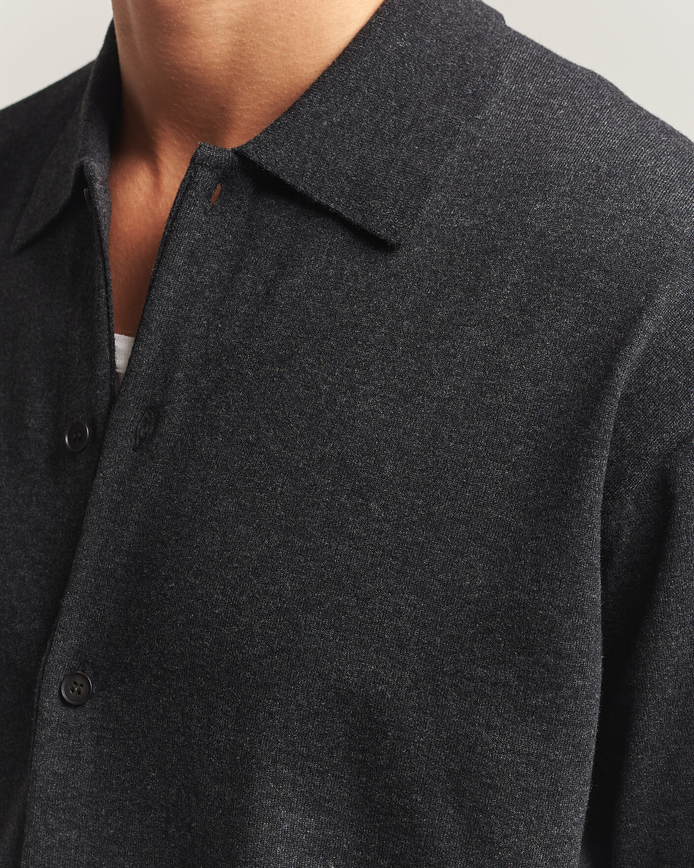 Herren | Pullover | Auralee | High Twist Wool Knit Shirt Cardigan Charcoal