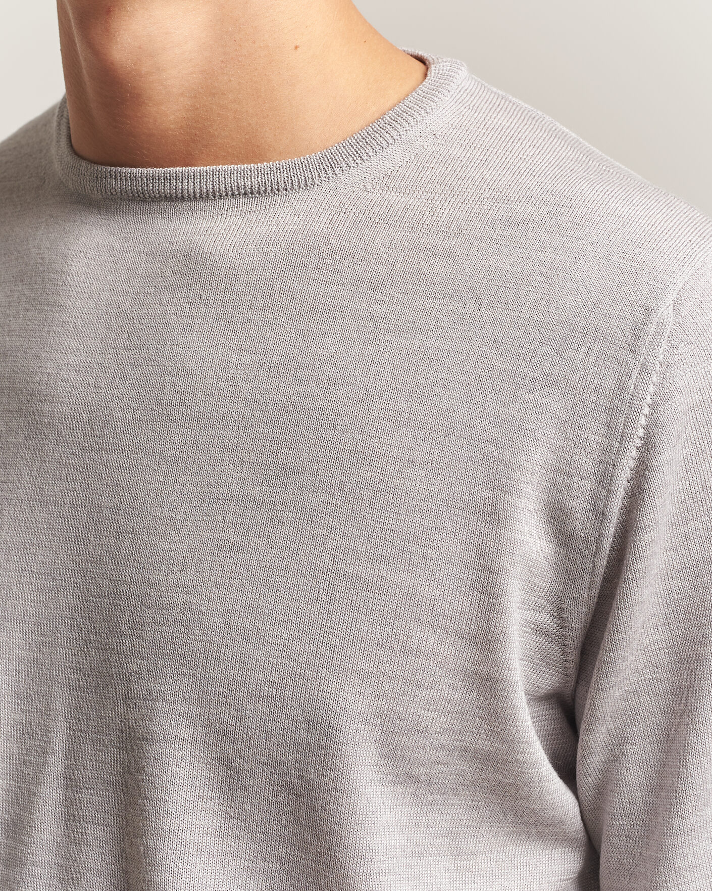Herren | Pullover | Morgano | Extra Fine Merino Wool Crewneck Light Grey