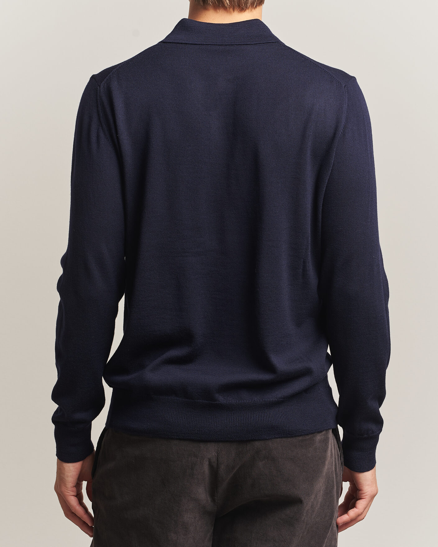 Herren | Pullover | Morgano | Extra Fine Merino Wool Polo Navy