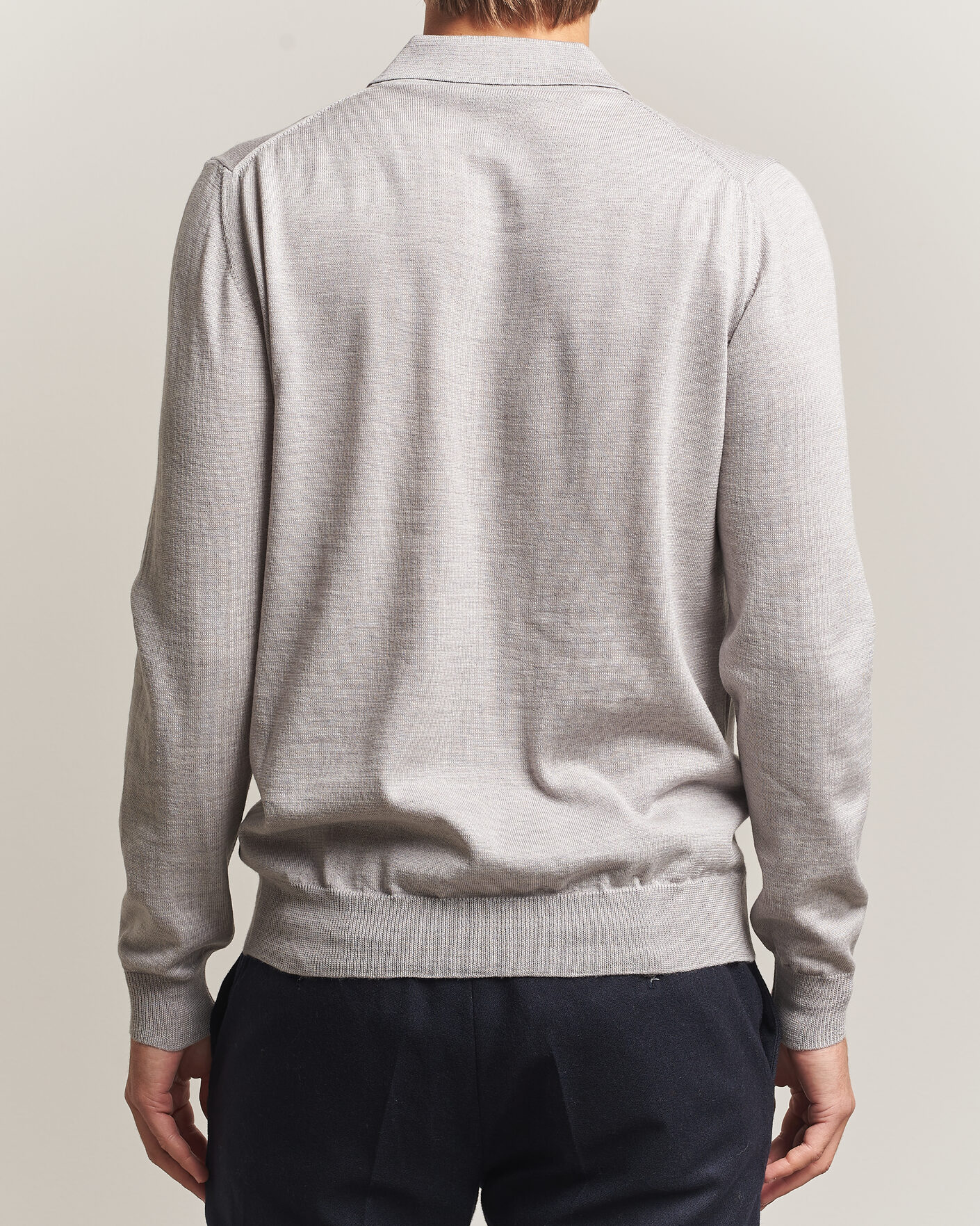 Herren | Pullover | Morgano | Extra Fine Merino Wool Polo Light Grey