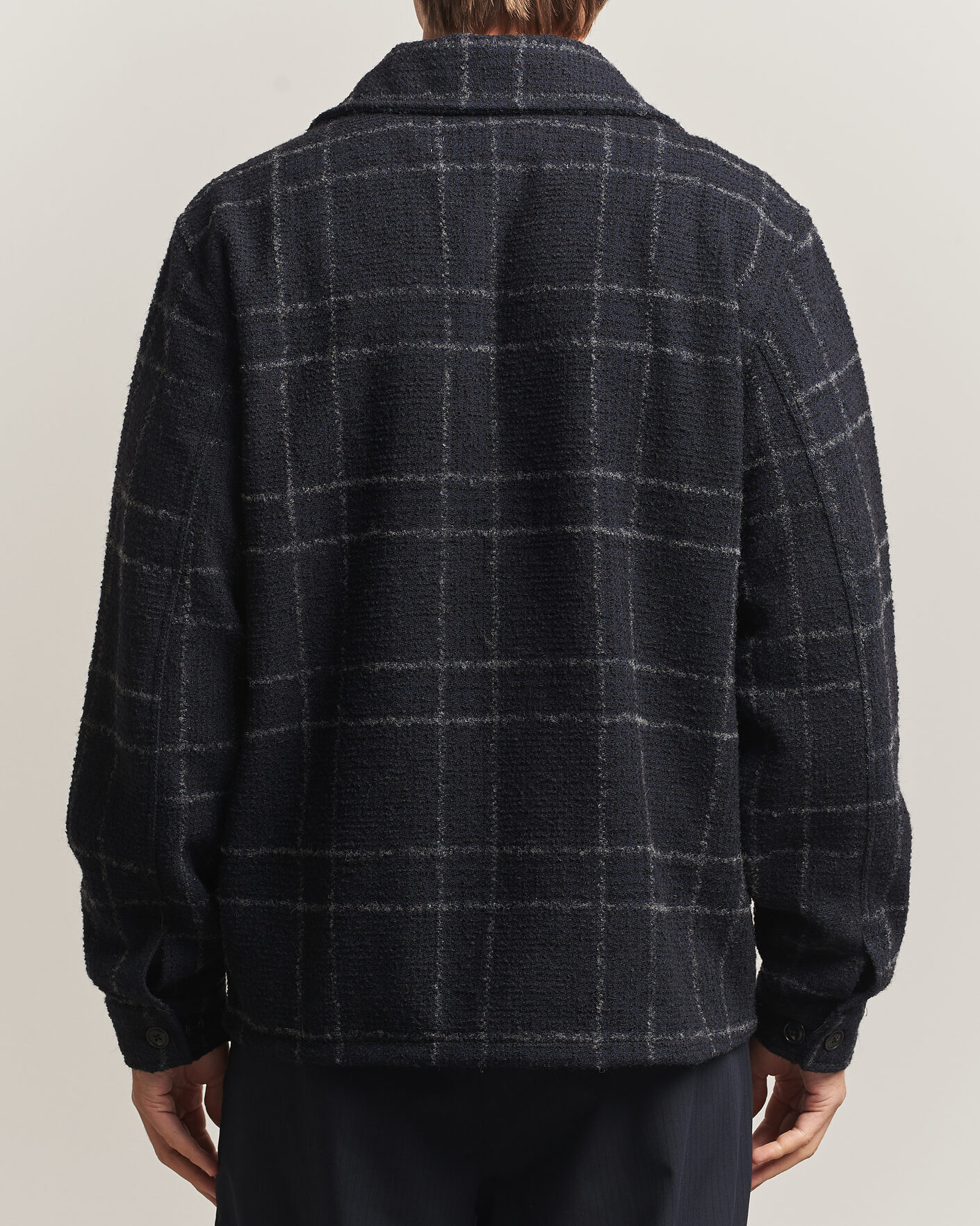 Herren | Hemden | A Day's March | Algot Wool Checked Overshirt Navy