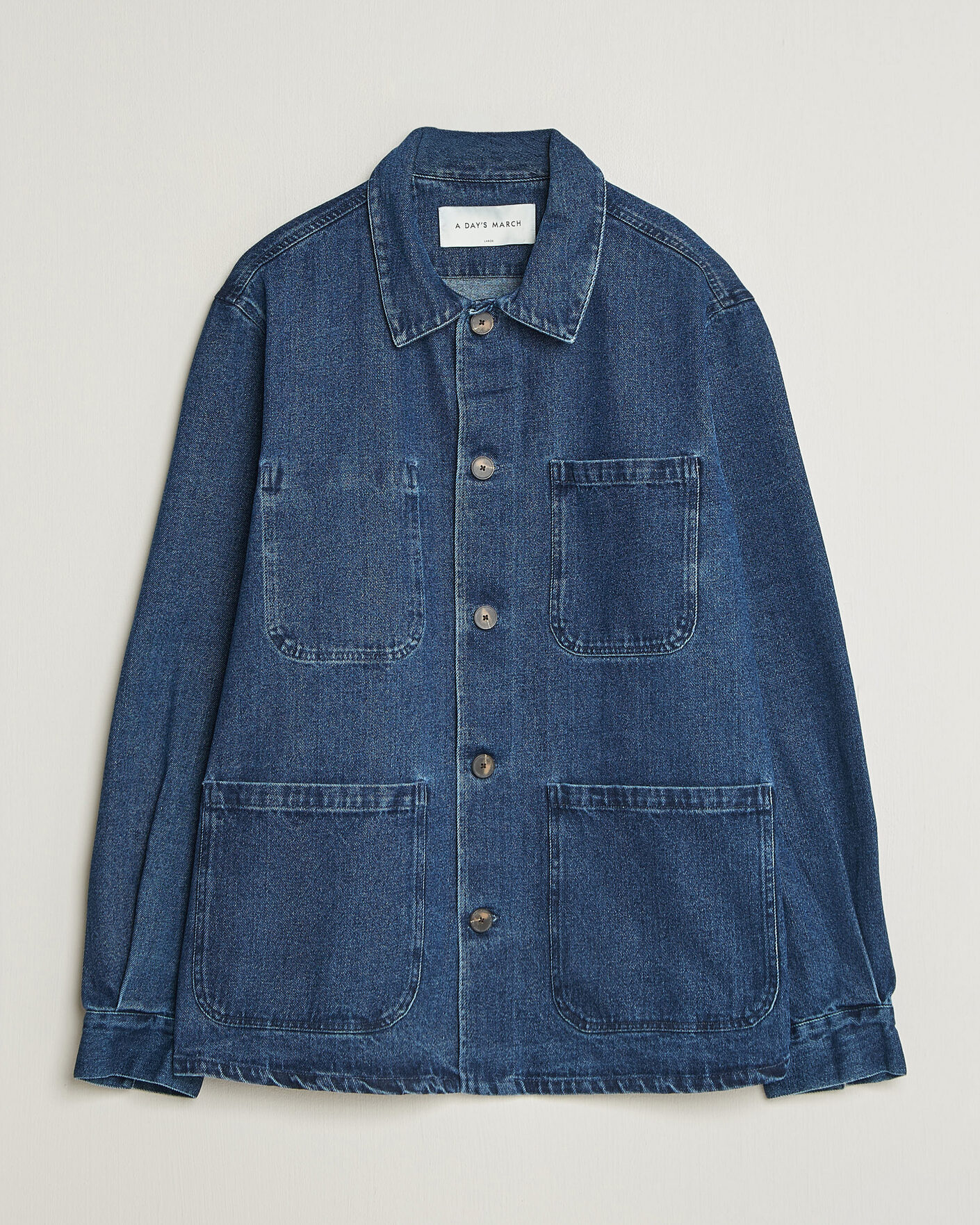 Herren | Hemden | A Day's March | Algot Denim Overshirt Dark Blue Wash