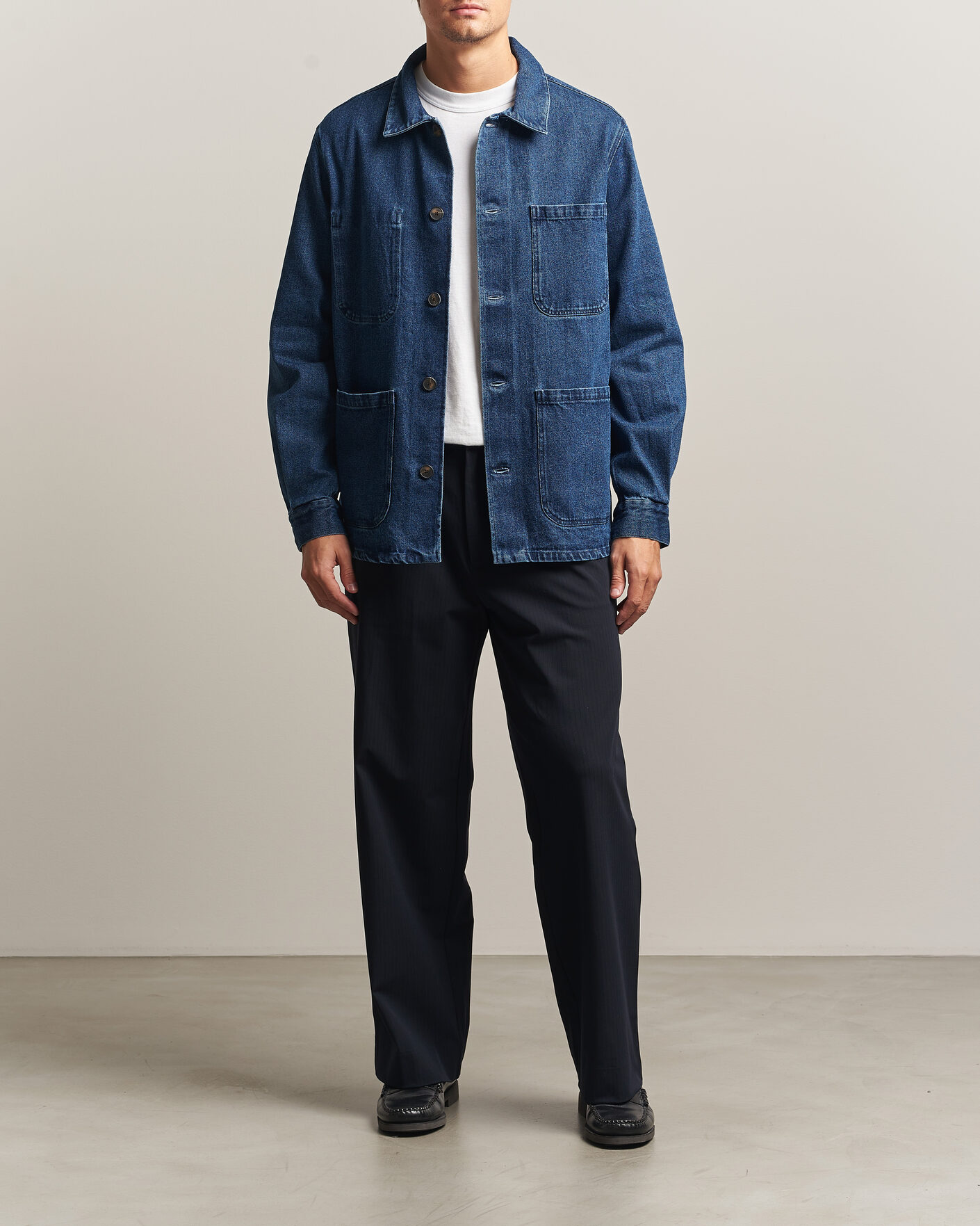 Herren | Hemden | A Day's March | Algot Denim Overshirt Dark Blue Wash