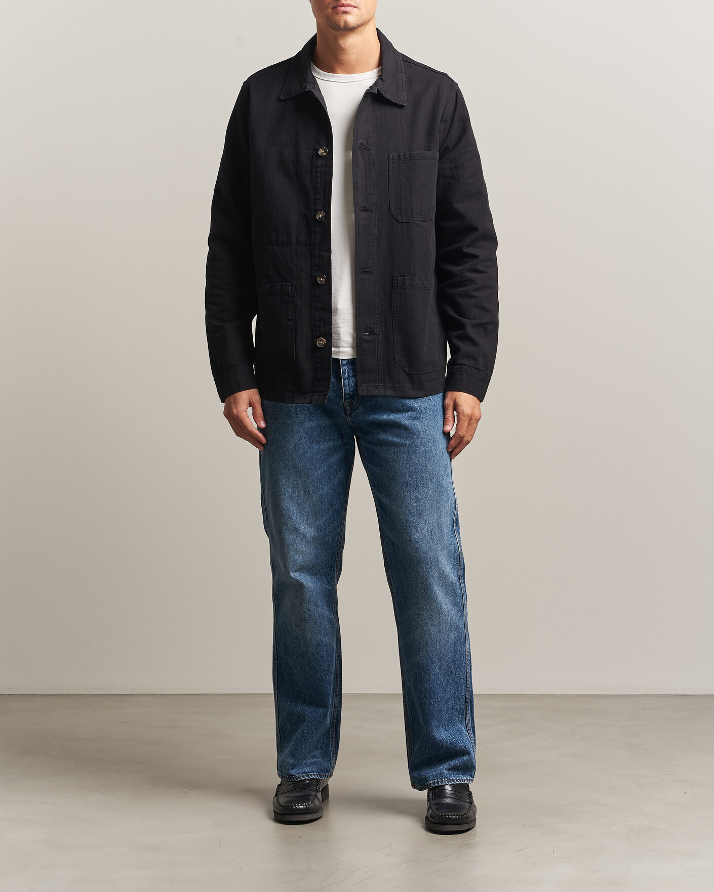 Herren | Hemden | A Day's March | Original Herringbone Overshirt Black