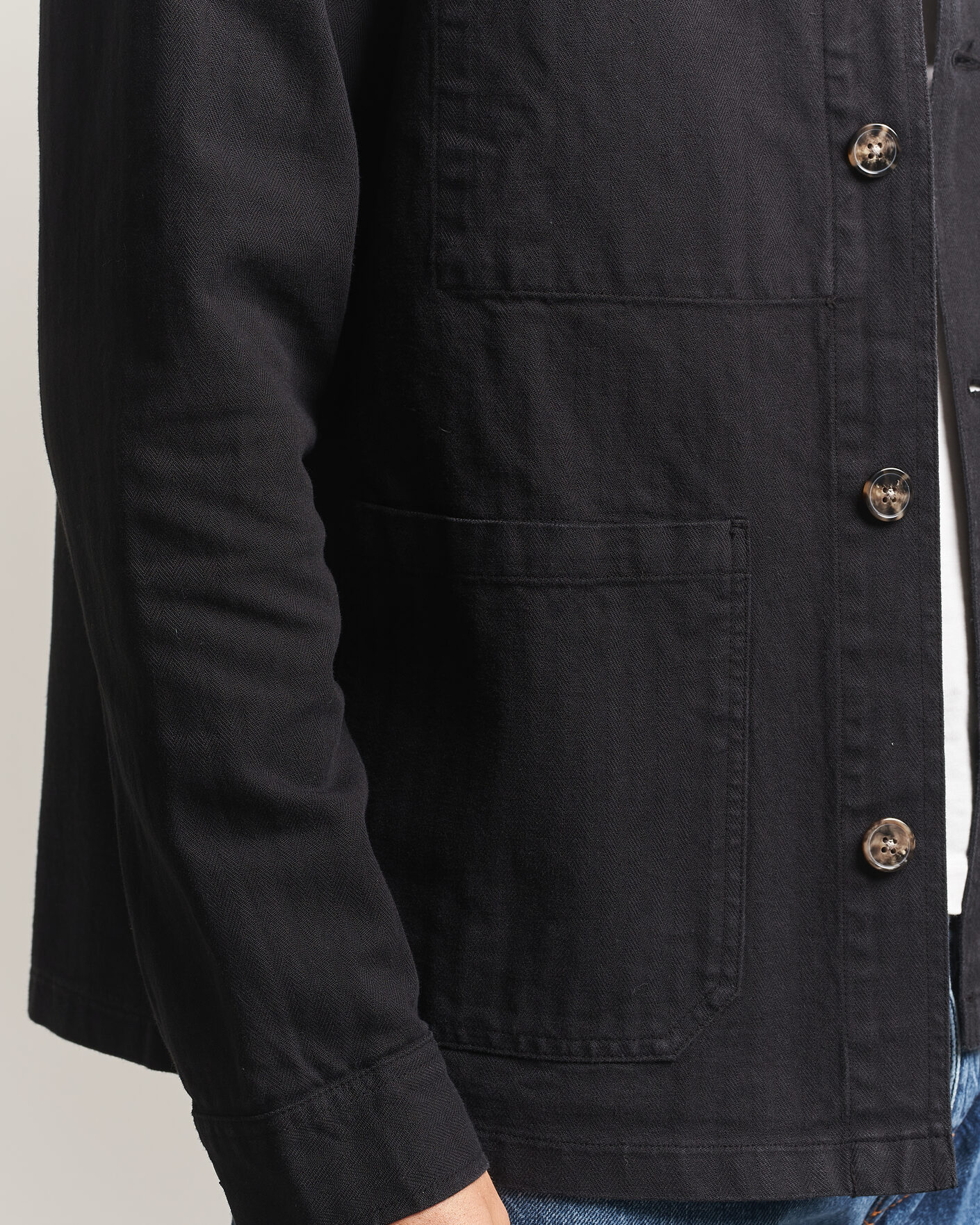 Herren | Hemden | A Day's March | Original Herringbone Overshirt Black