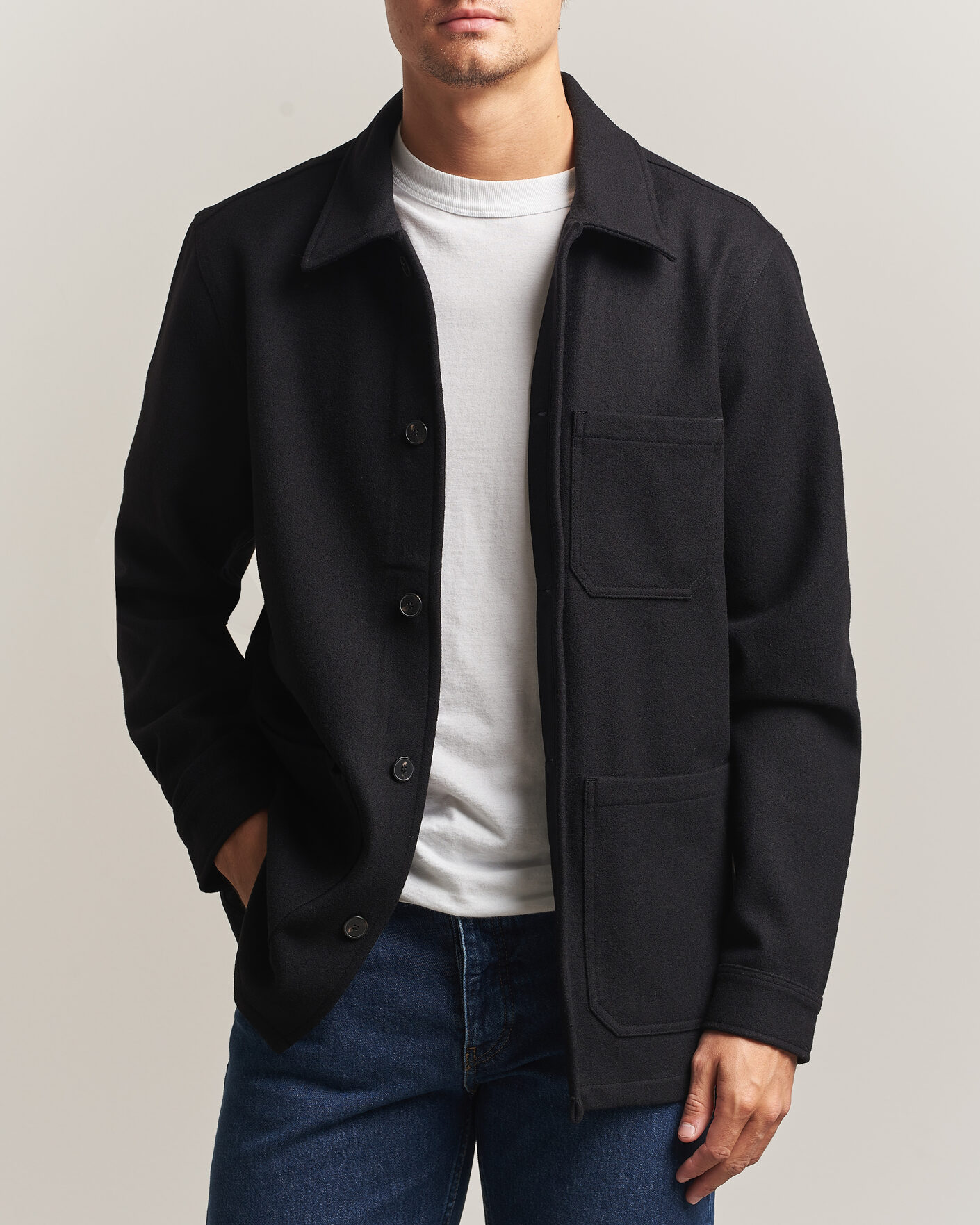 Herren | Hemden | A Day's March | Original Wool Overshirt Black