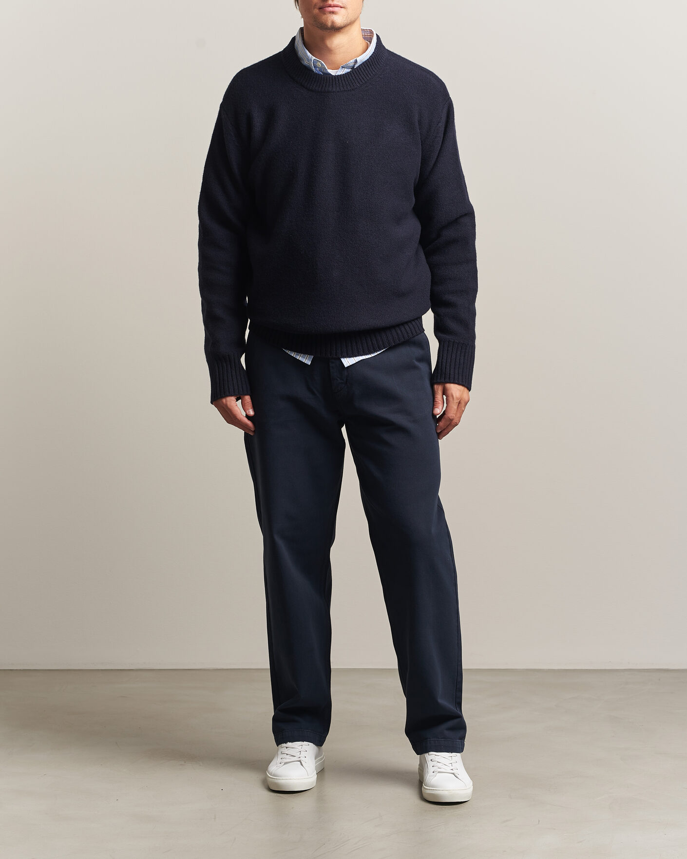 Herren | Pullover | A Day's March | Tietar Boiled Merino Sweater Navy