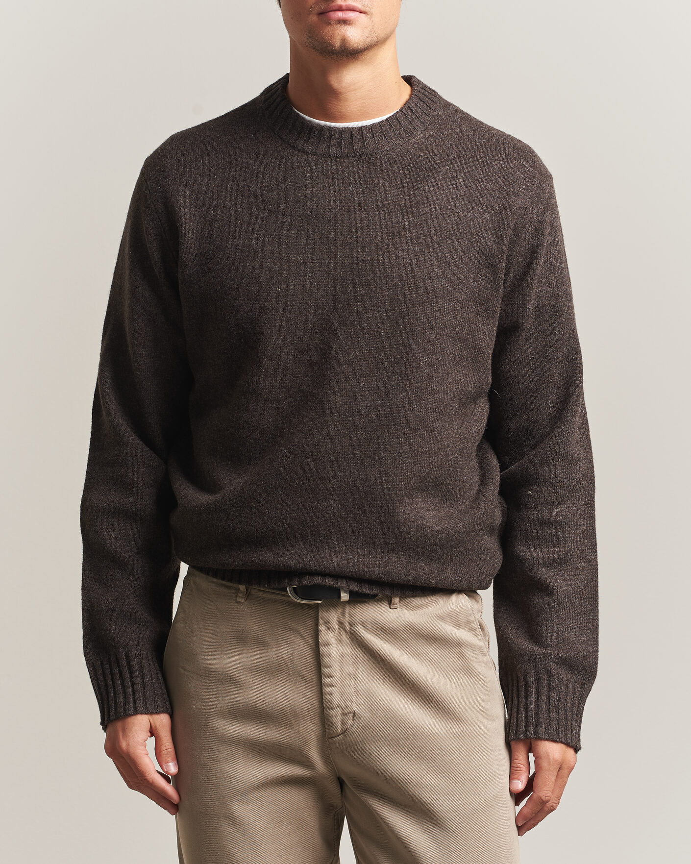 Herren | Pullover | A Day's March | Marlow Lambswool Sweater Dark Brown