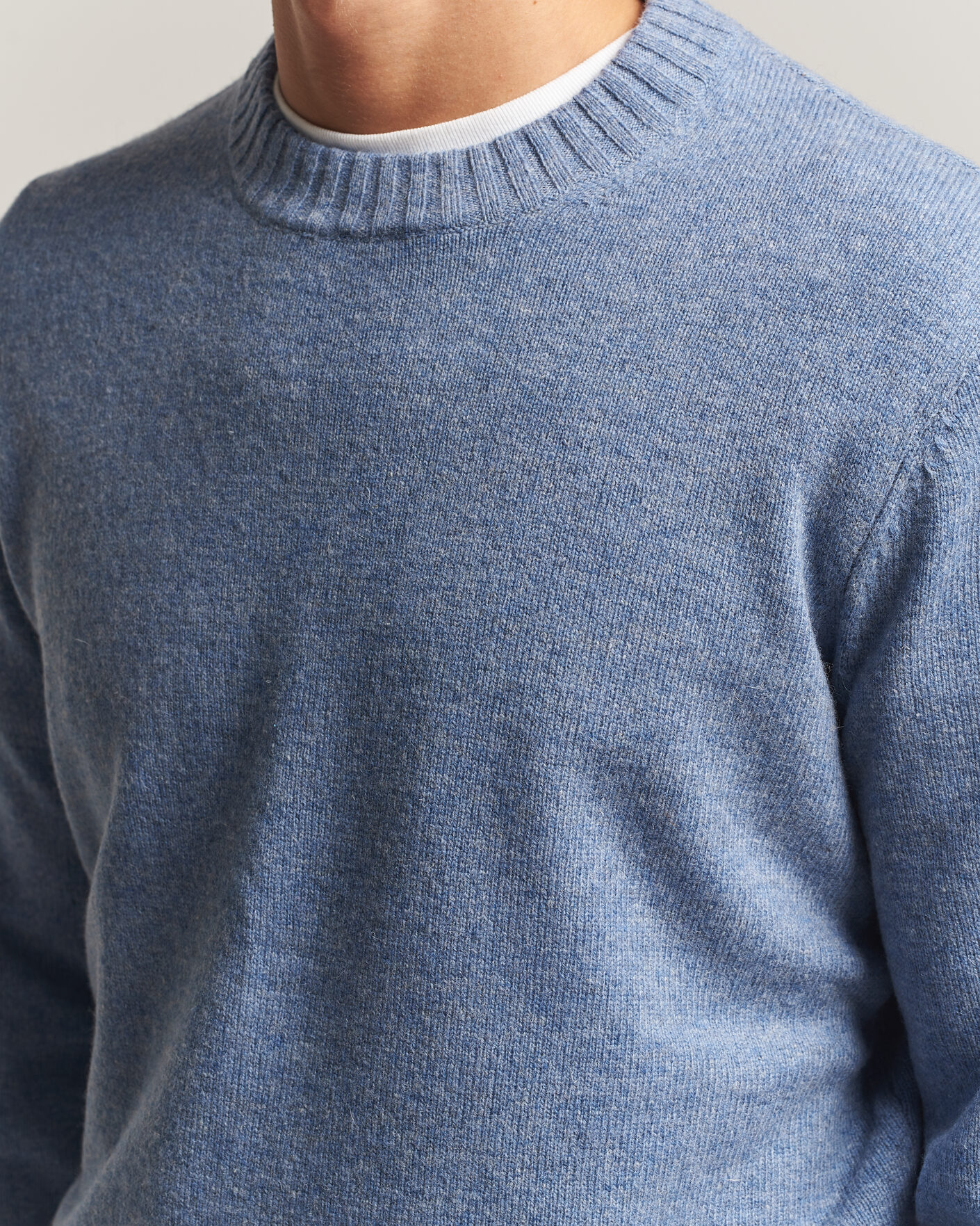 Herren | Pullover | A Day's March | Marlow Lambswool Sweater Misty Blue