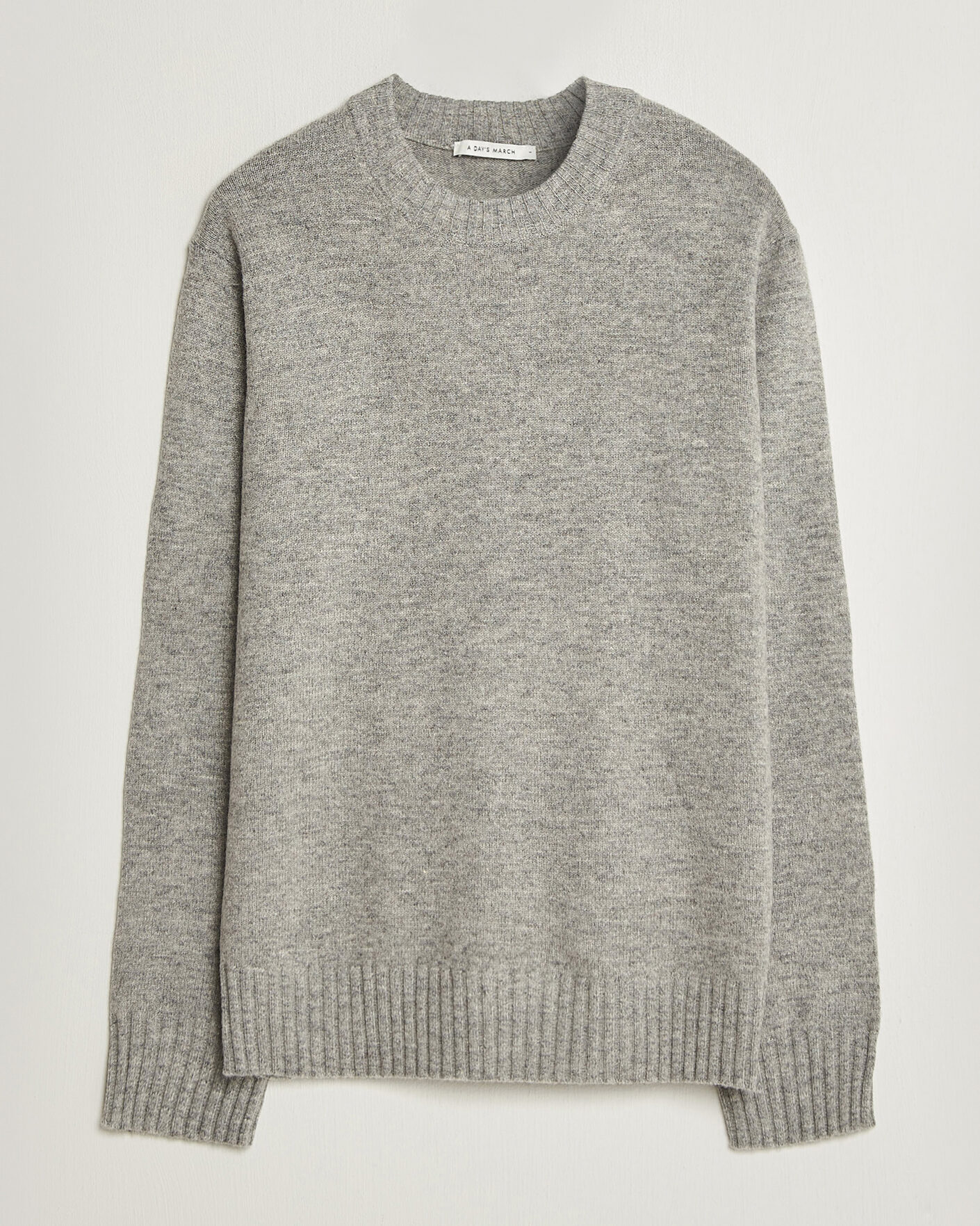 Herren | Pullover | A Day's March | Marlow Lambswool Sweater Grey Melange