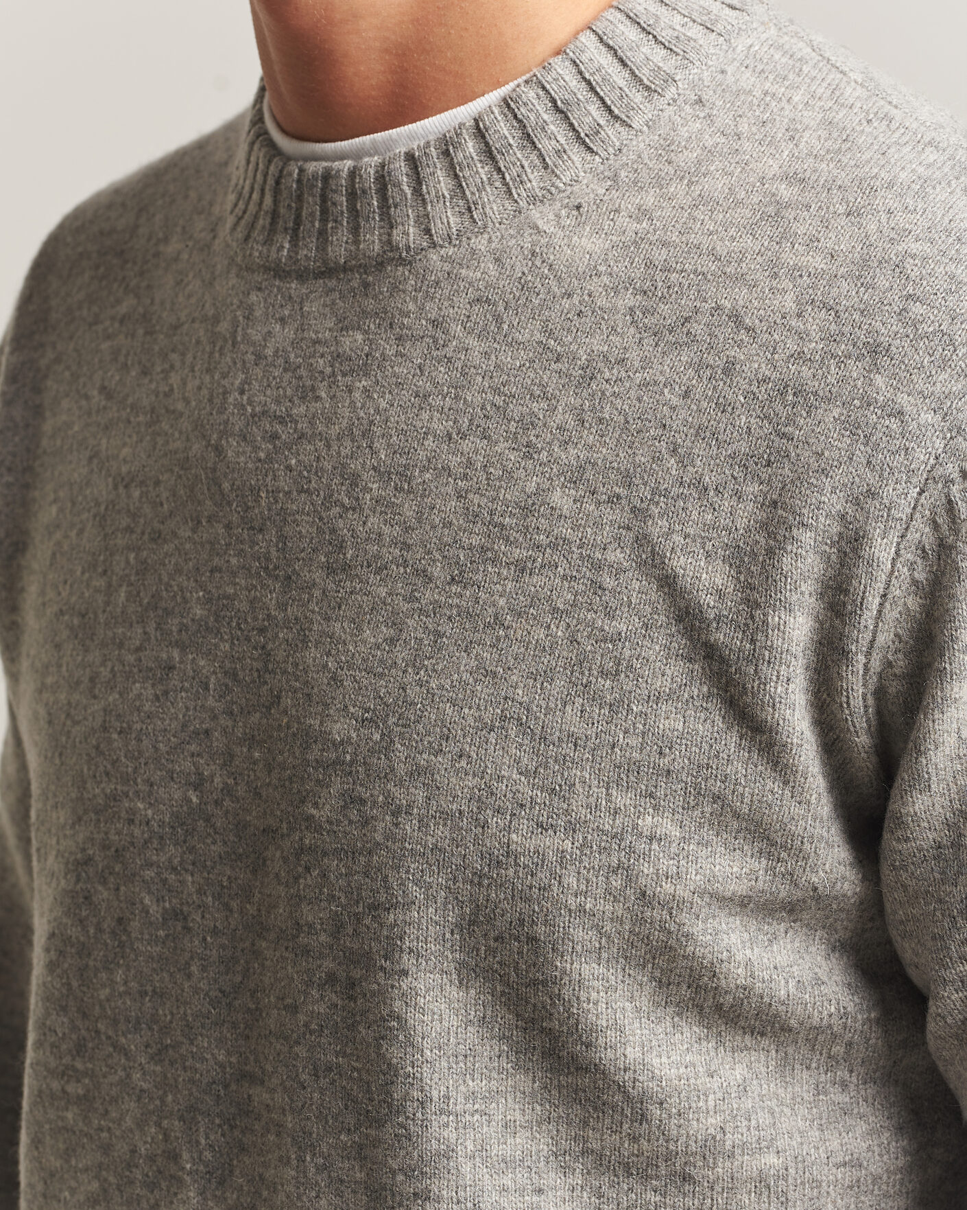 Herren | Pullover | A Day's March | Marlow Lambswool Sweater Grey Melange