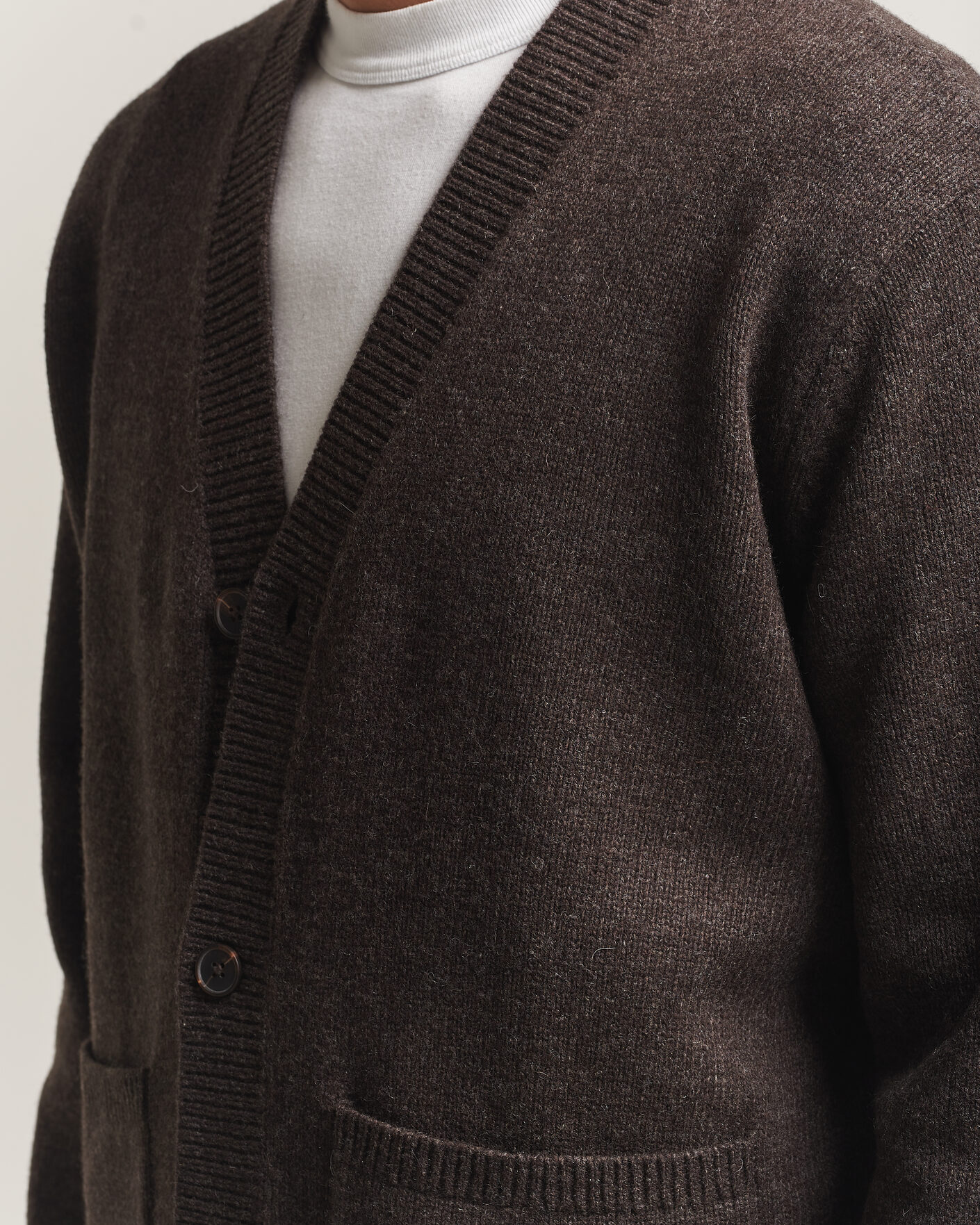 Herren | Pullover | A Day's March | Jarrow Lambswool Cardigan Dark Brown