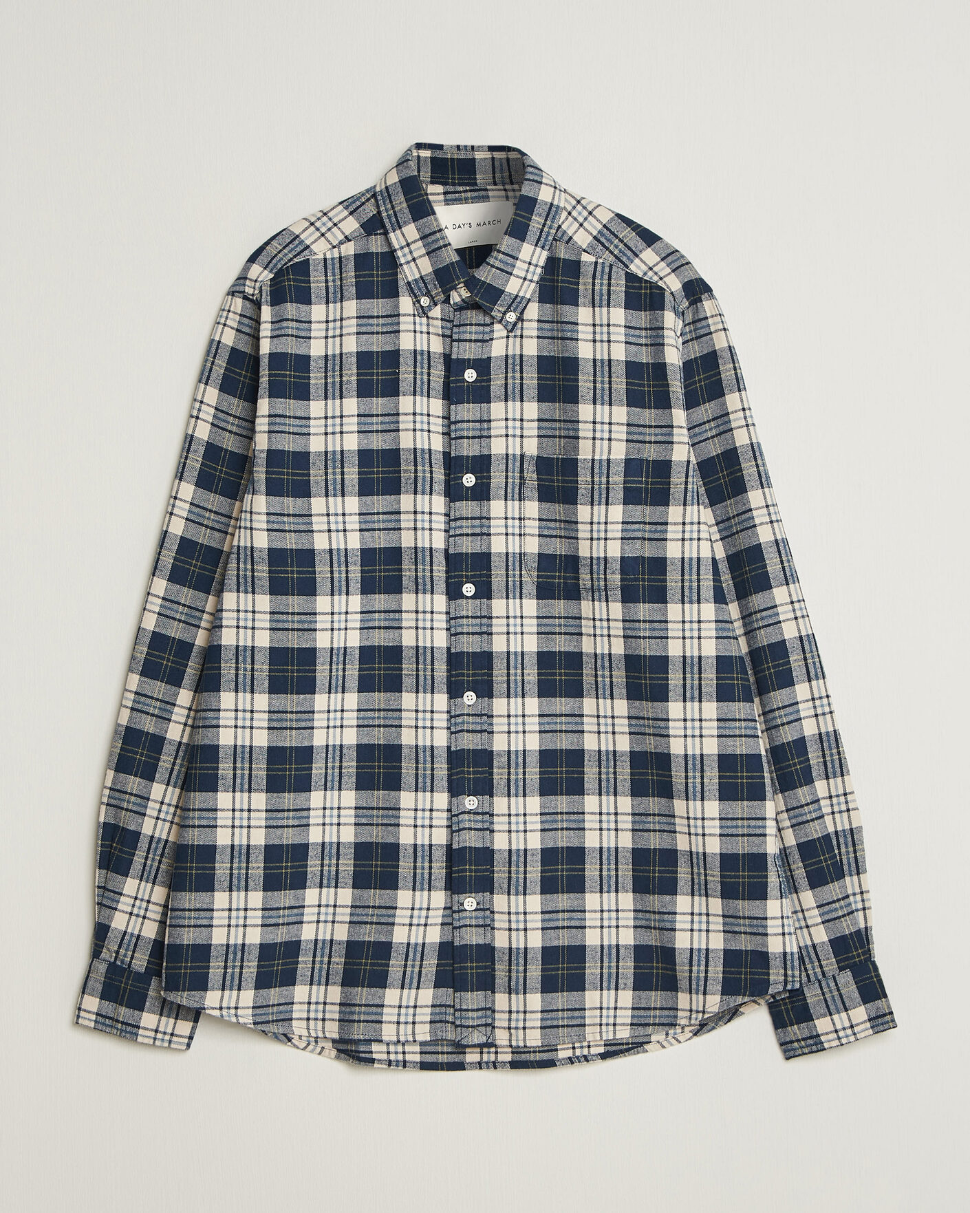 Herren | Hemden | A Day's March | Classic Checked Flannel Shirt Navy/White