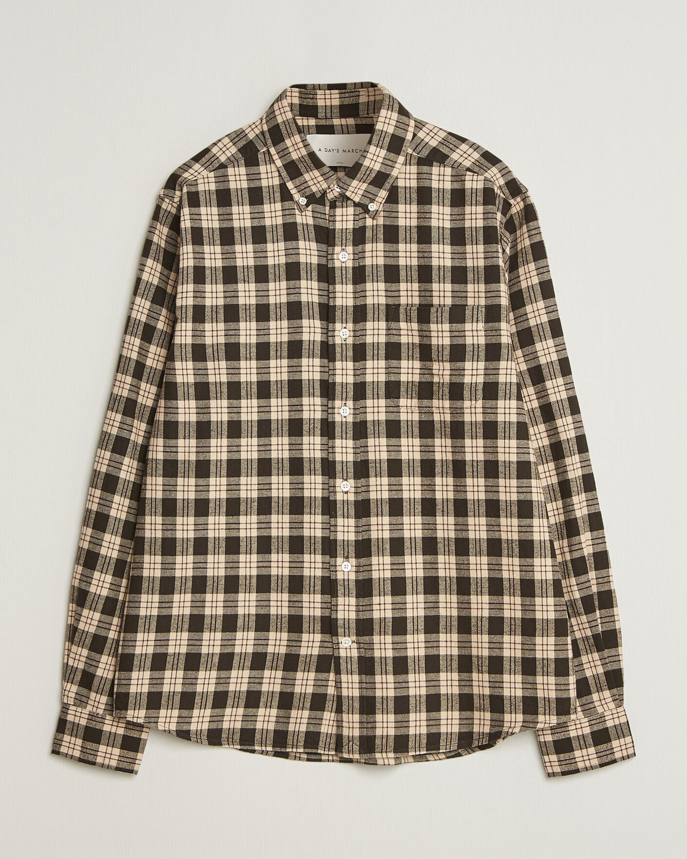 Herren | Hemden | A Day's March | Classic Checked Flannel Shirt Brown/Sand