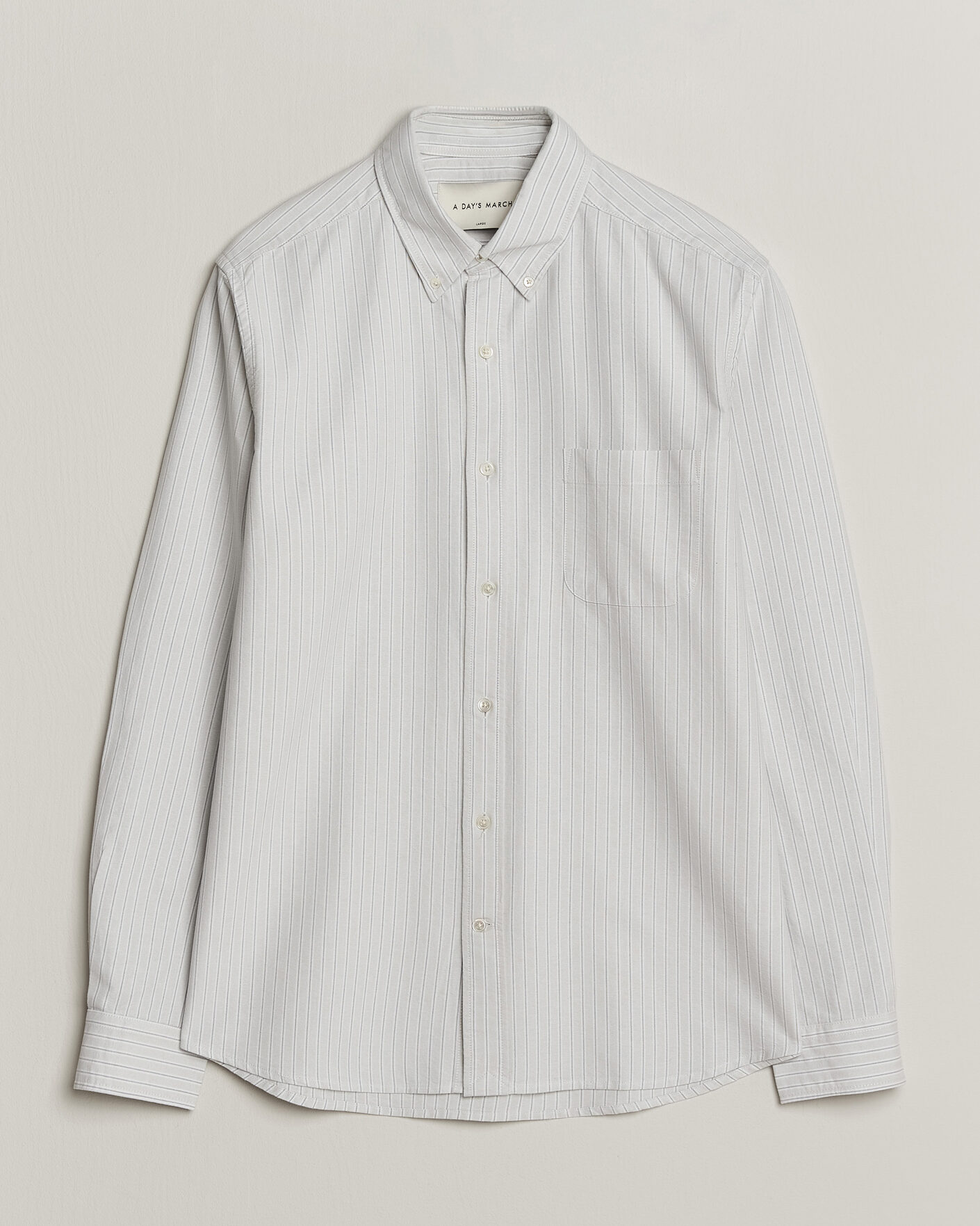 Herren | Hemden | A Day's March | Classic Flag Striped Oxford Shirt Grey/White