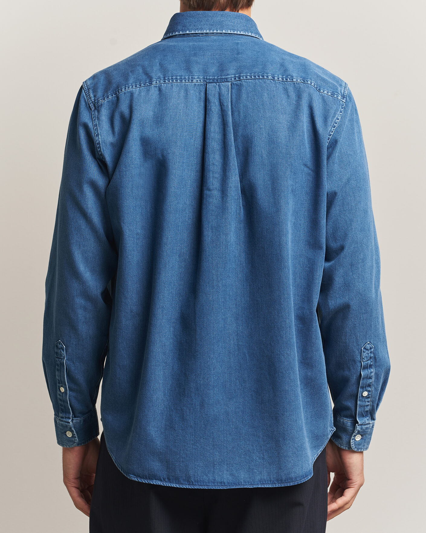 Herren | Hemden | A Day's March | Original Button Down Denim Shirt Mid Blue