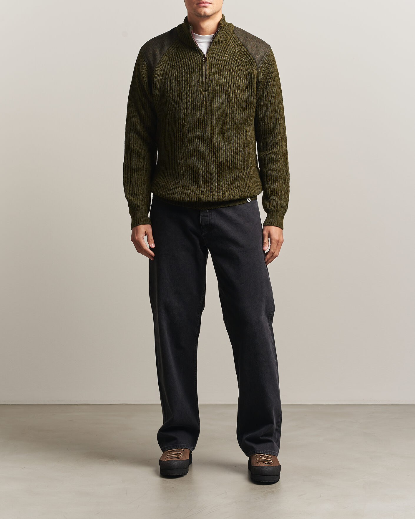 Herren | Pullover | Peregrine | Foxton Quarter Zip Jumperr Olive