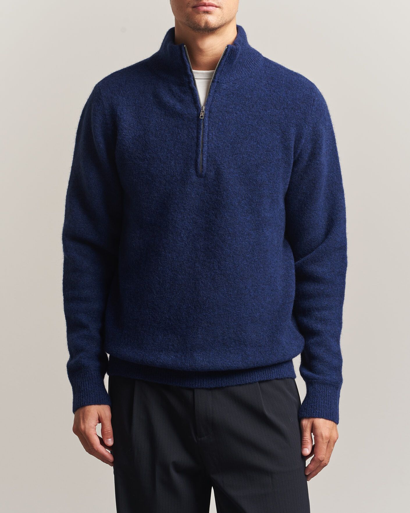 Herren | Pullover | Filippa K | Andrew Yak Knitted Half Zip Deep Blue