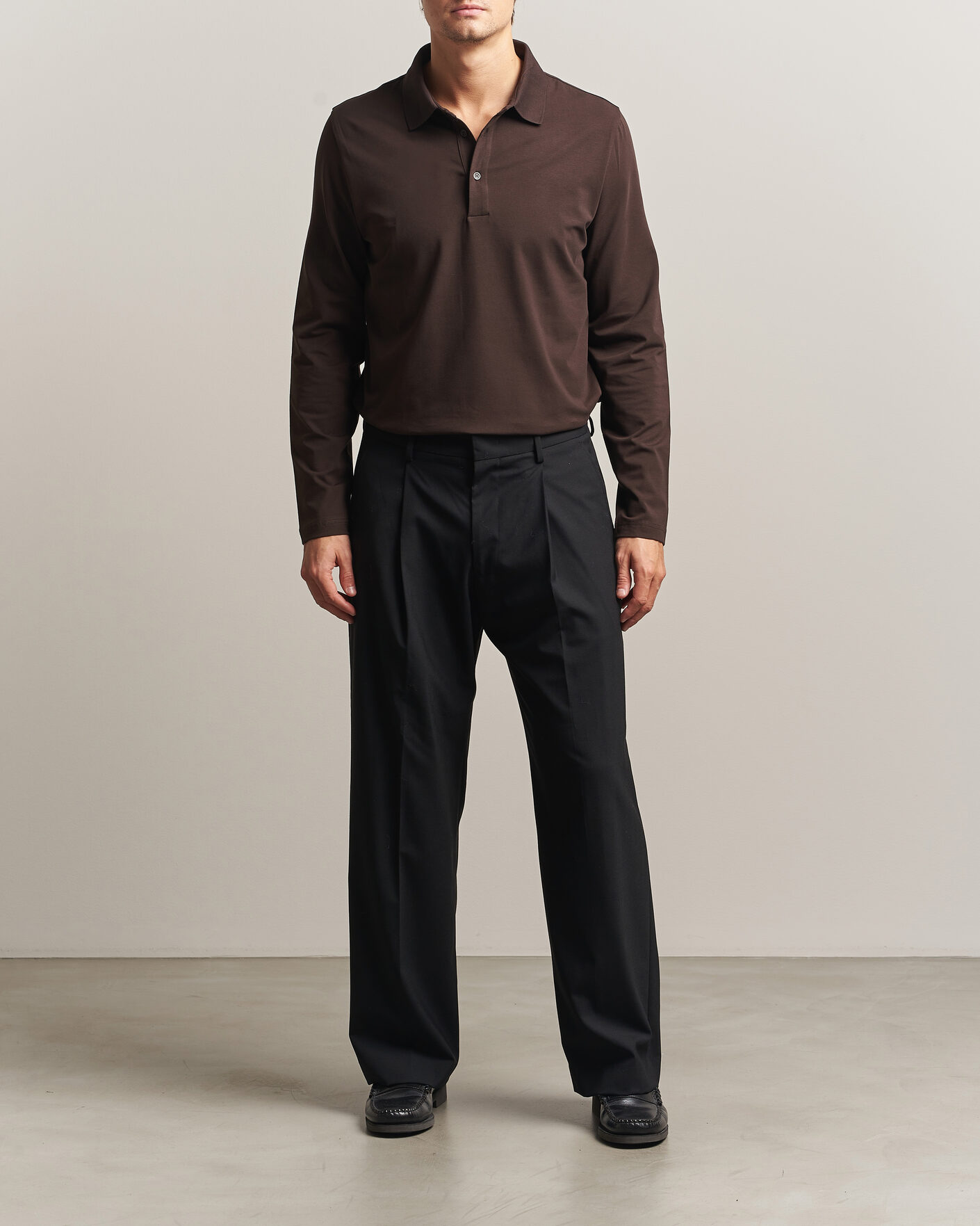 Herren | Poloshirts | Filippa K | Luke Lycra Polo Shirt Dark Chocolate