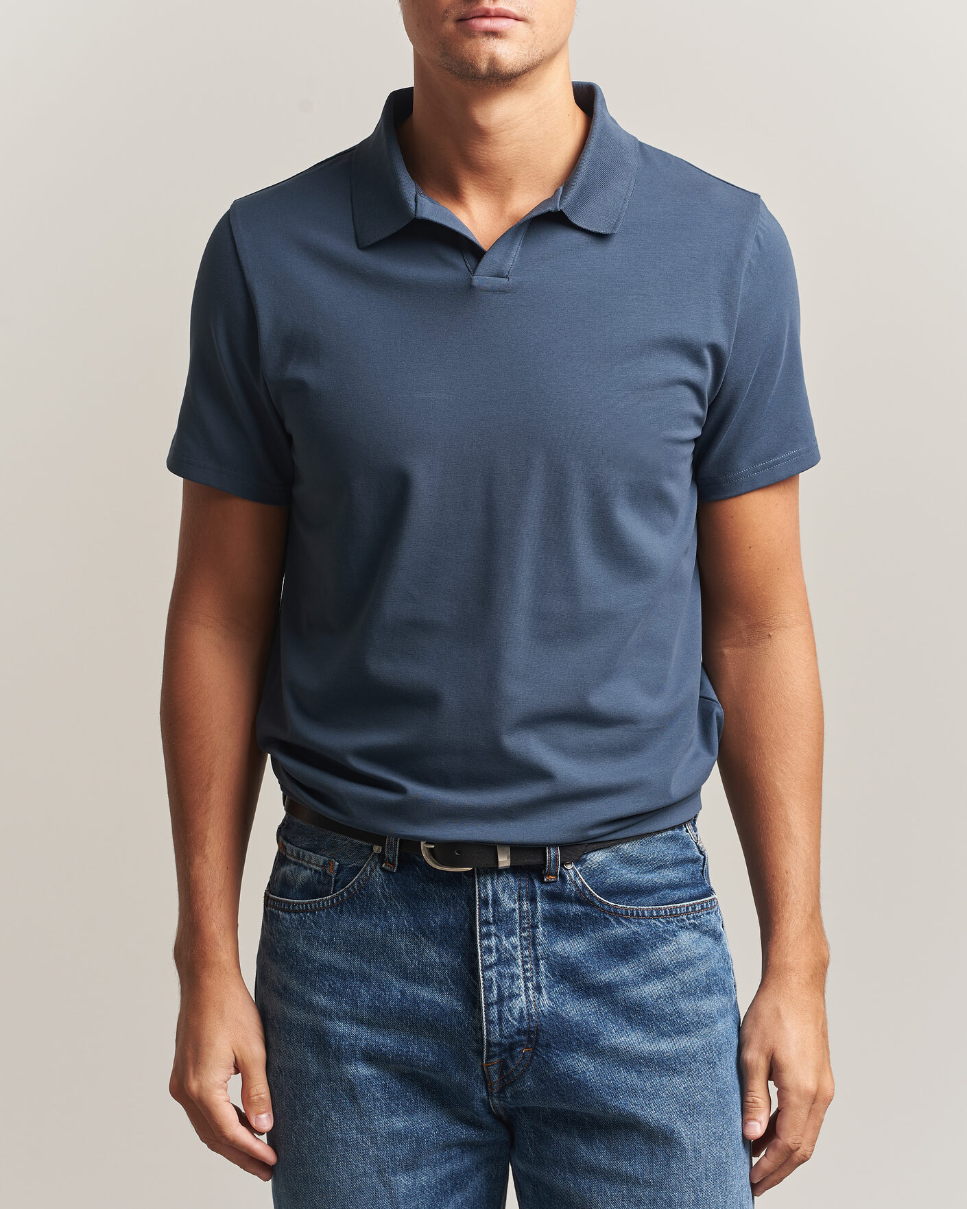 Herren | Poloshirts | Filippa K | Soft Lycra Polo T-Shirt Stone Blue