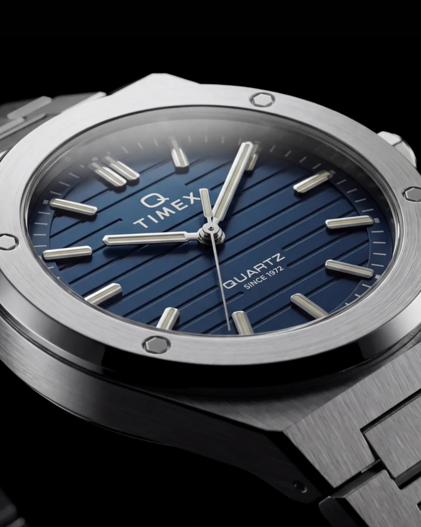 Herren | Timex Q Marbella Quartz Stainless Steel 40,5mm Blue Dial | Timex | Q Marbella Quartz Stainless Steel 40,5mm Blue Dial