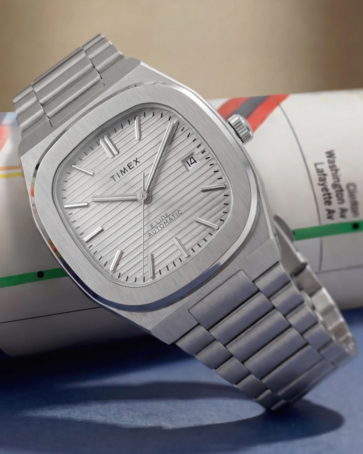 Herren | Timex Automatic E Line Stainless Steel 38mm Silver Dial | Timex | Automatic E Line Stainless Steel 38mm Silver Dial