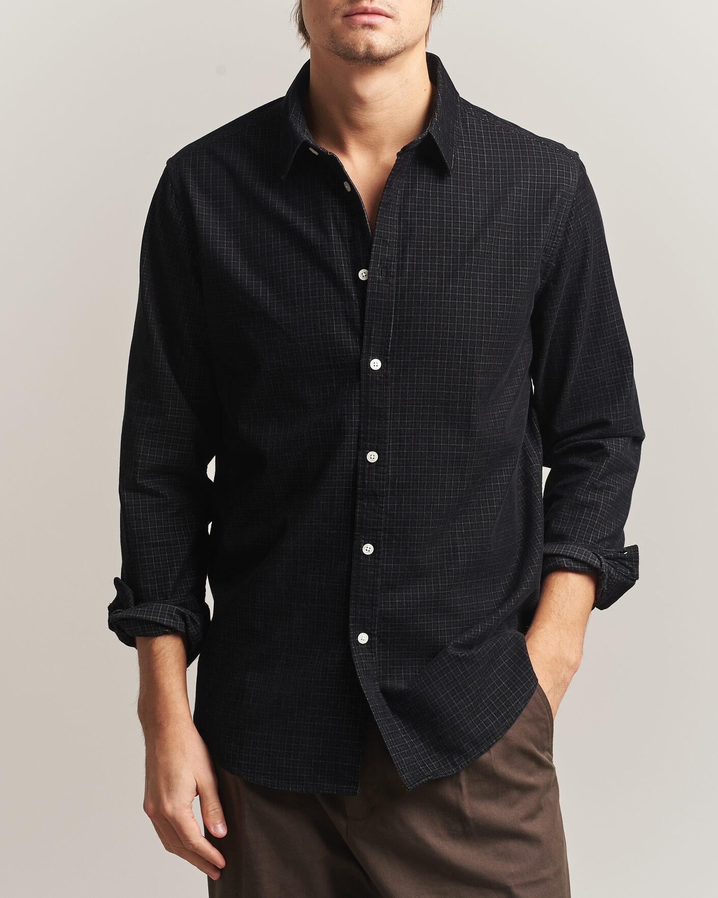 Herren | Hemden | Samsøe Samsøe | Liam Baby Cord Checked Shirt Black