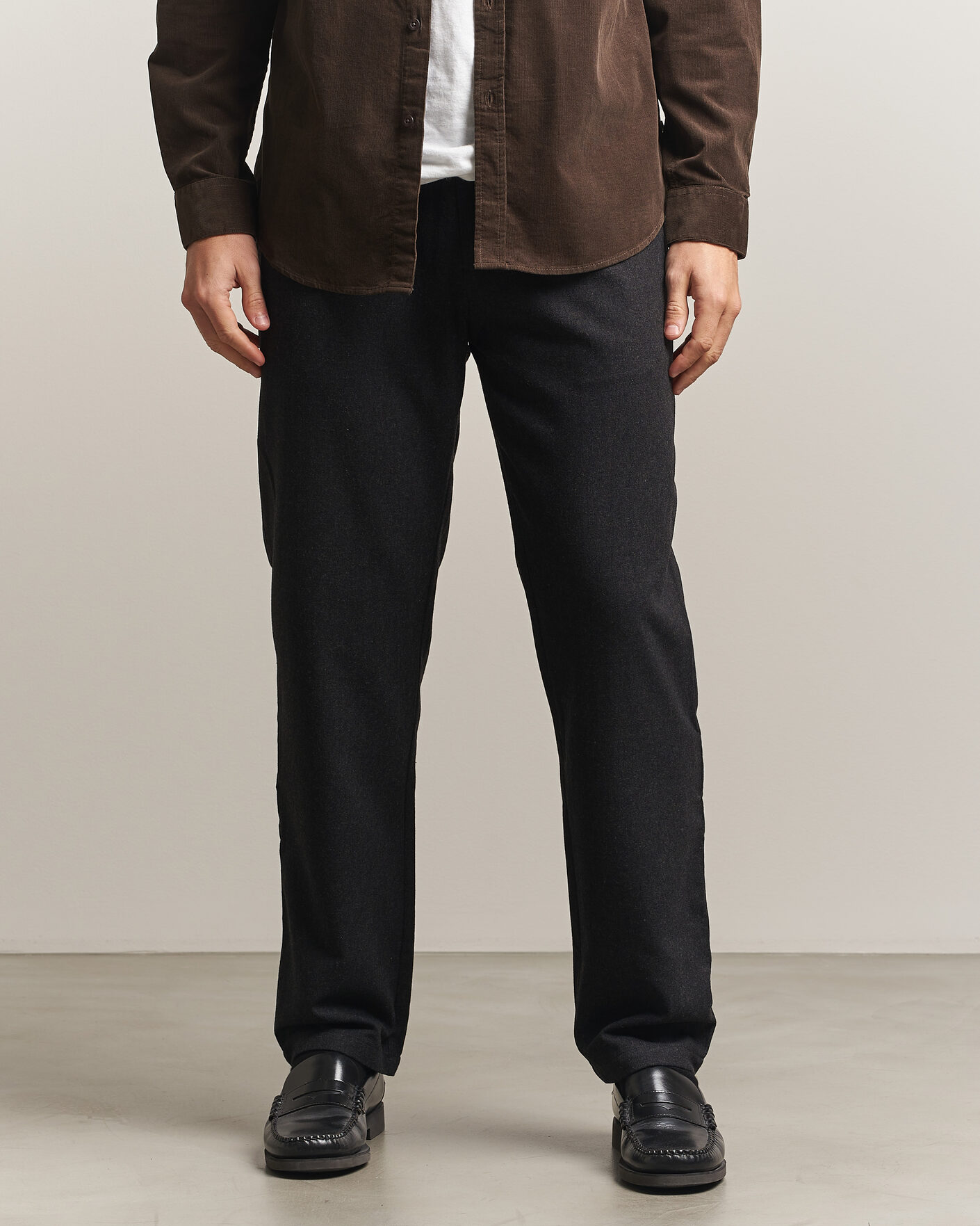 Herren | Hosen | Samsøe Samsøe | Bertil Flannel Drawstring Trousers Black Melange