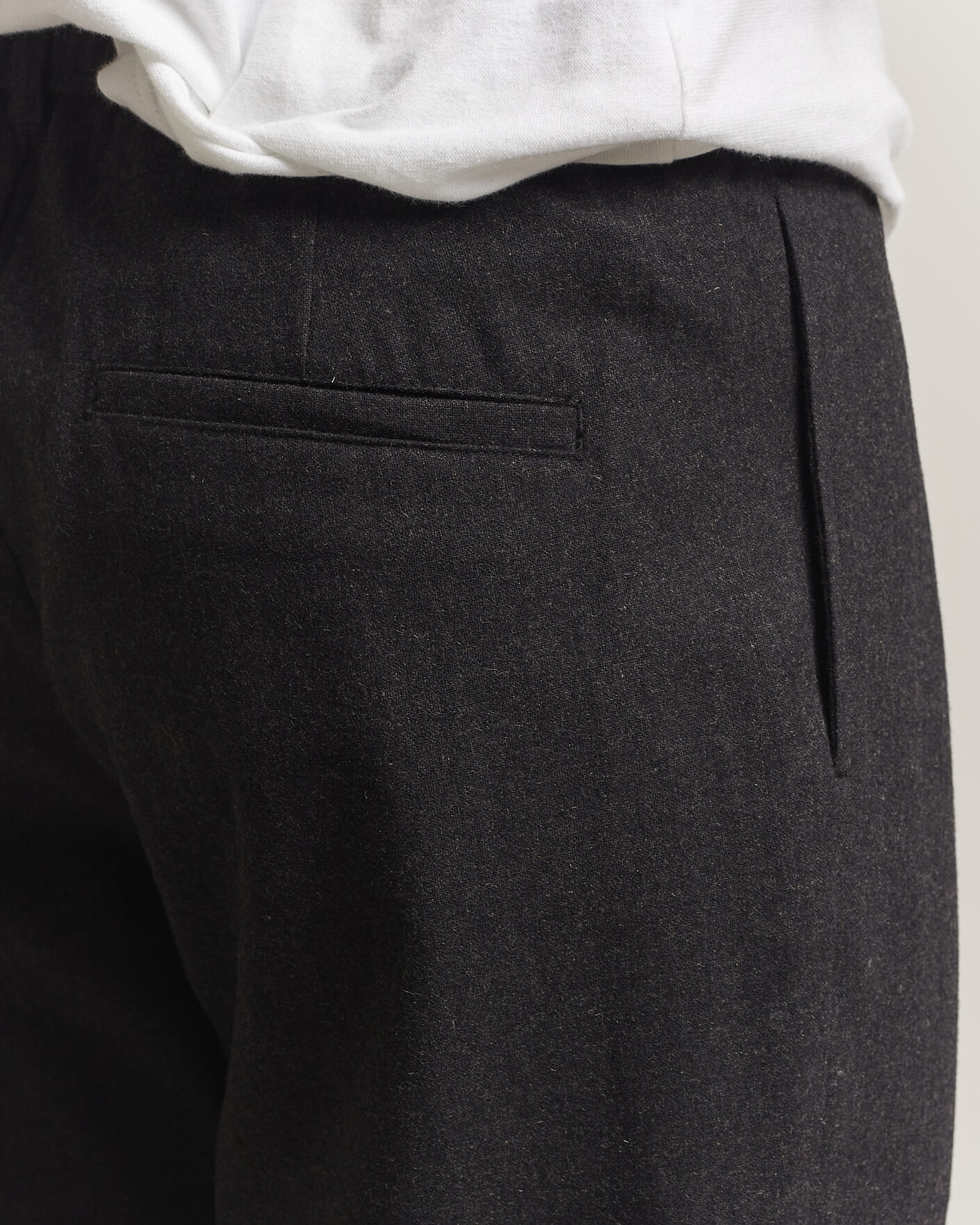 Herren | Hosen | Samsøe Samsøe | Bertil Flannel Drawstring Trousers Black Melange