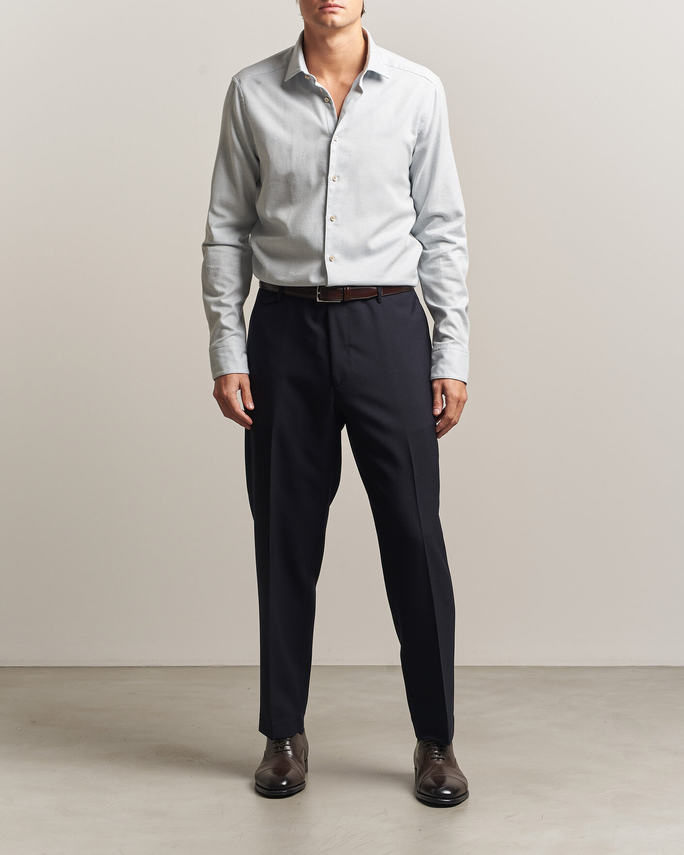 Herren | Hemden | Stenströms | Slimline Flannel Shirt Light Blue