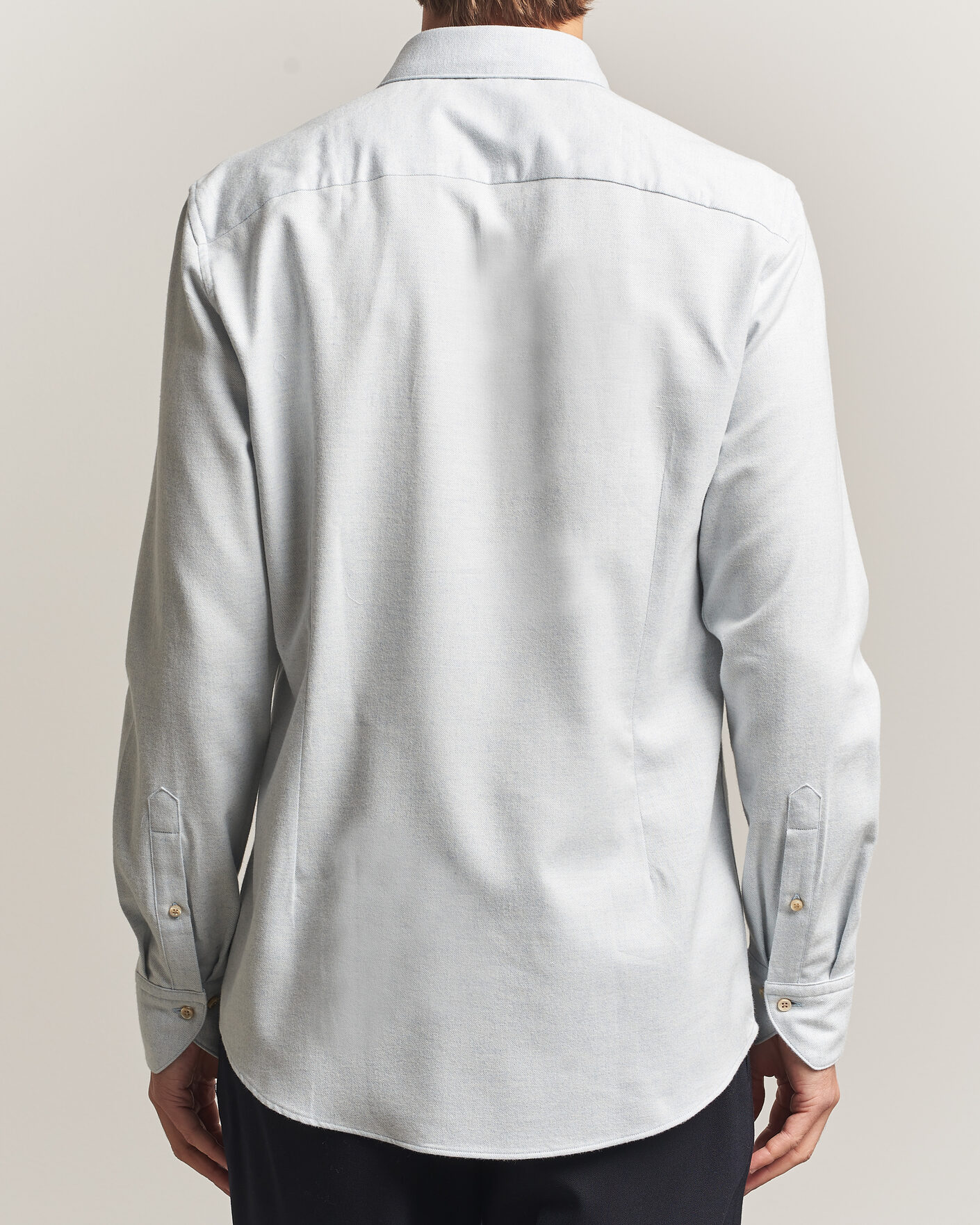 Herren | Hemden | Stenströms | Slimline Flannel Shirt Light Blue