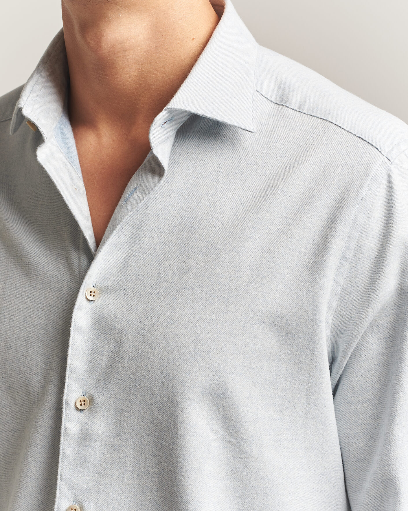 Herren | Hemden | Stenströms | Slimline Flannel Shirt Light Blue