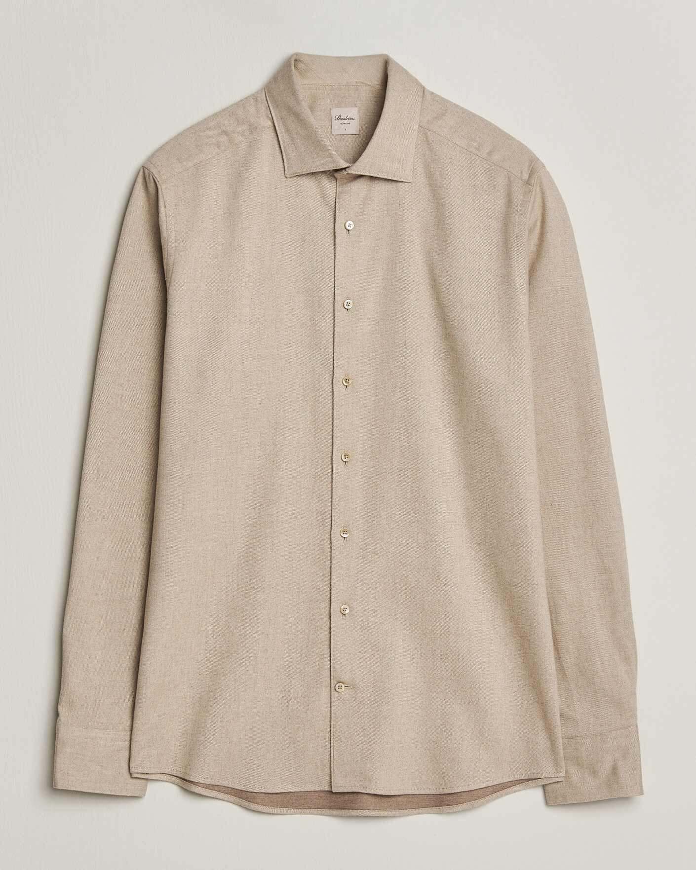 Herren | Hemden | Stenströms | Slimline Flannel Shirt Beige