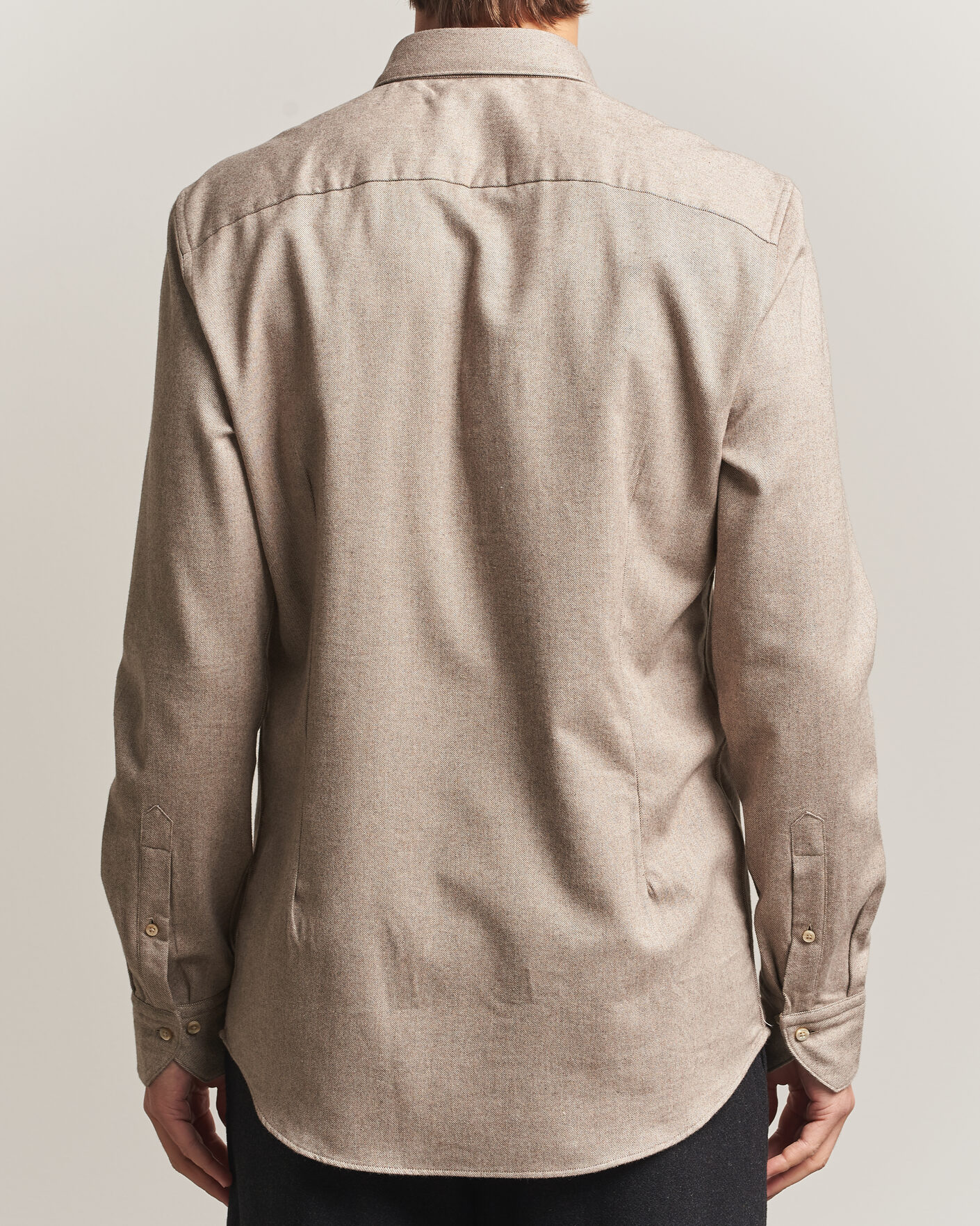 Herren | Hemden | Stenströms | Slimline Flannel Shirt Light Brown