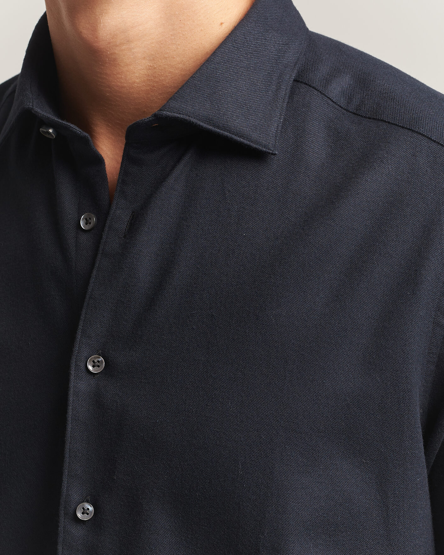 Herren | Hemden | Stenströms | Slimline Flannel Shirt Black