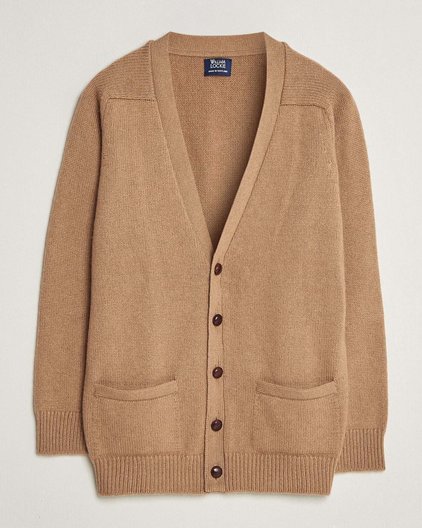 Herren | Pullover | William Lockie | Datchet Camelhair Cardigan Natural Brown