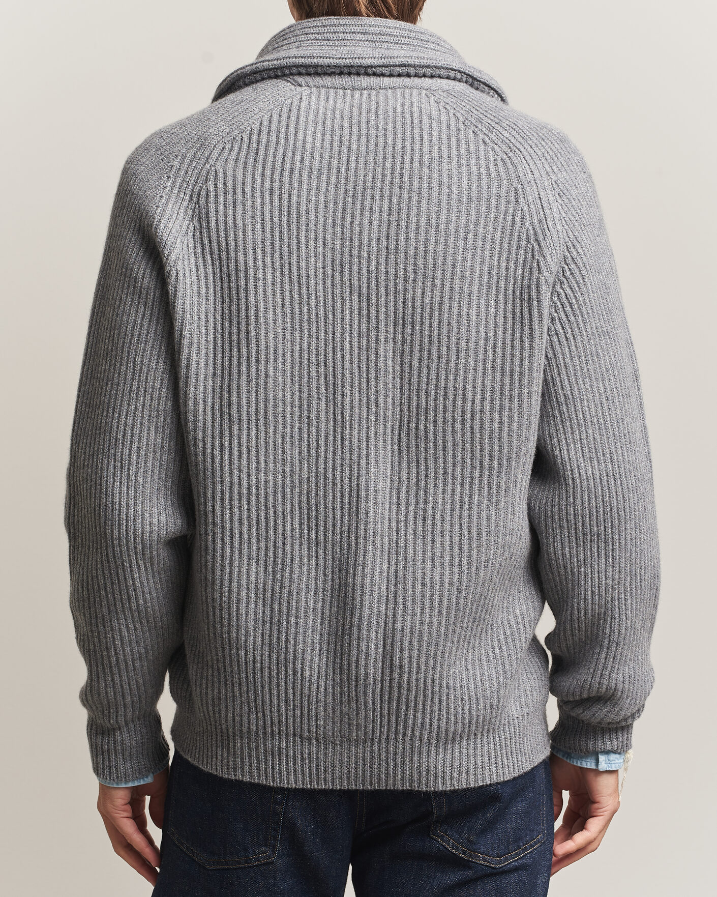 Herren | Pullover | William Lockie | Windsor Cashmere Shawl Cardigan Flannel Grey