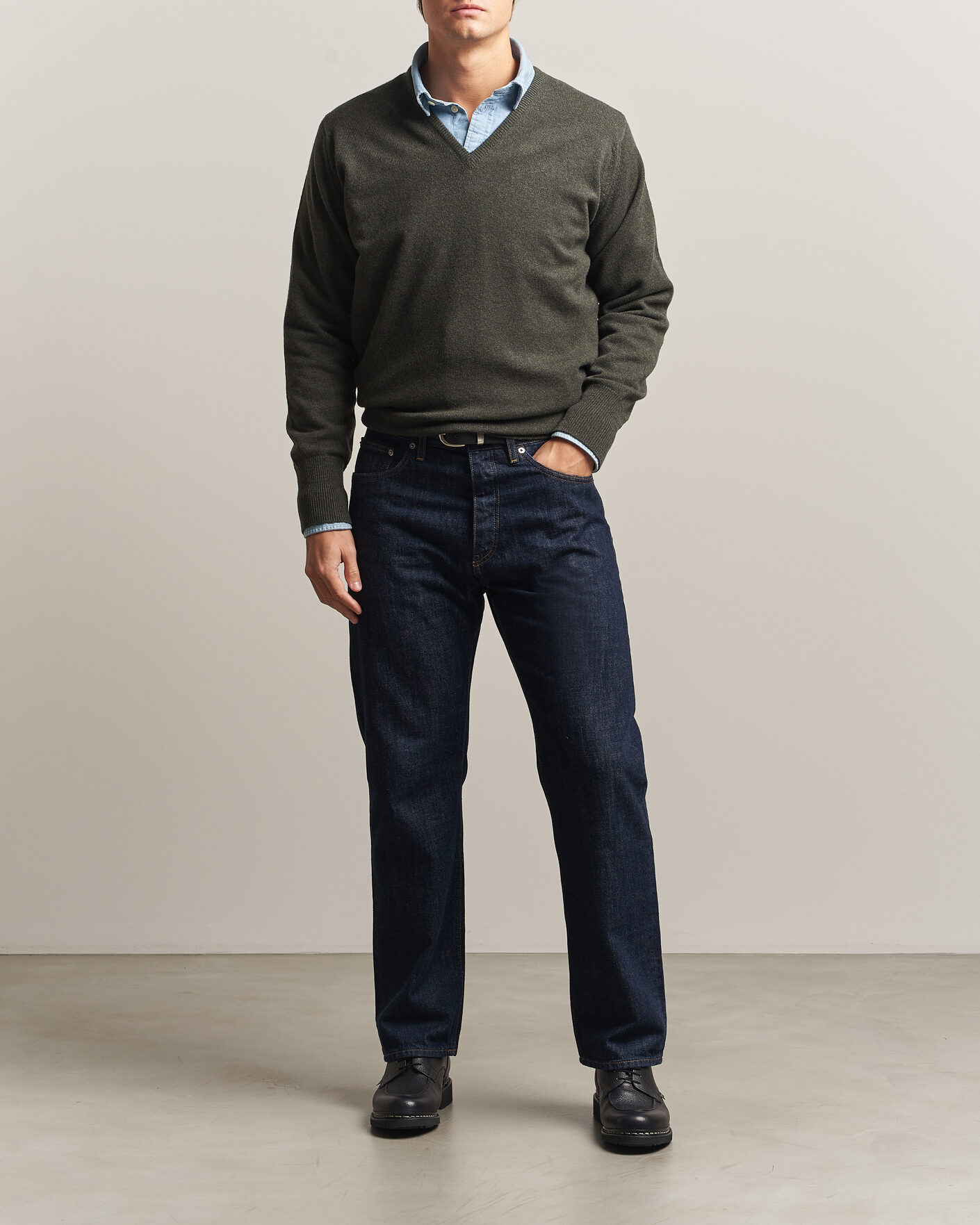 Herren | Pullover | William Lockie | Rob Lambswool V-Neck Seaweed