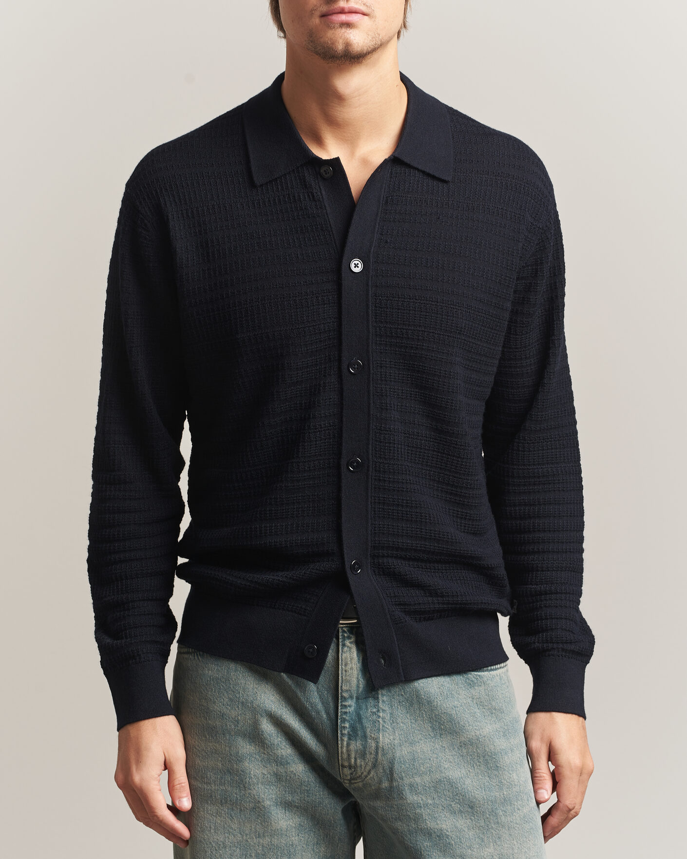 Herren | Pullover | NN07 | Nate Wool Knitted Cardigan Deep Navy