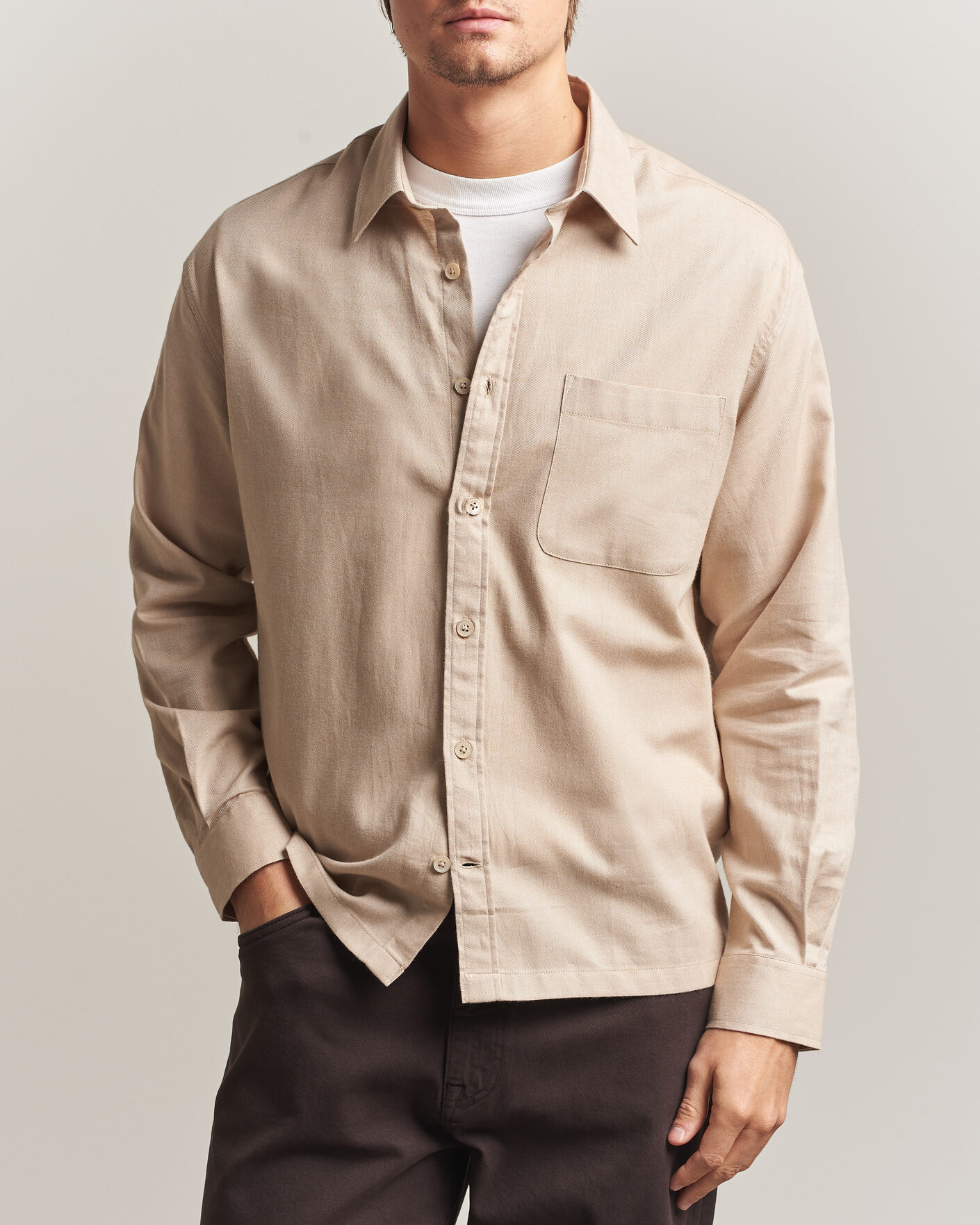 Herren | Hemden | NN07 | Deon Brushed Light Flannel Shirt Desert Khaki