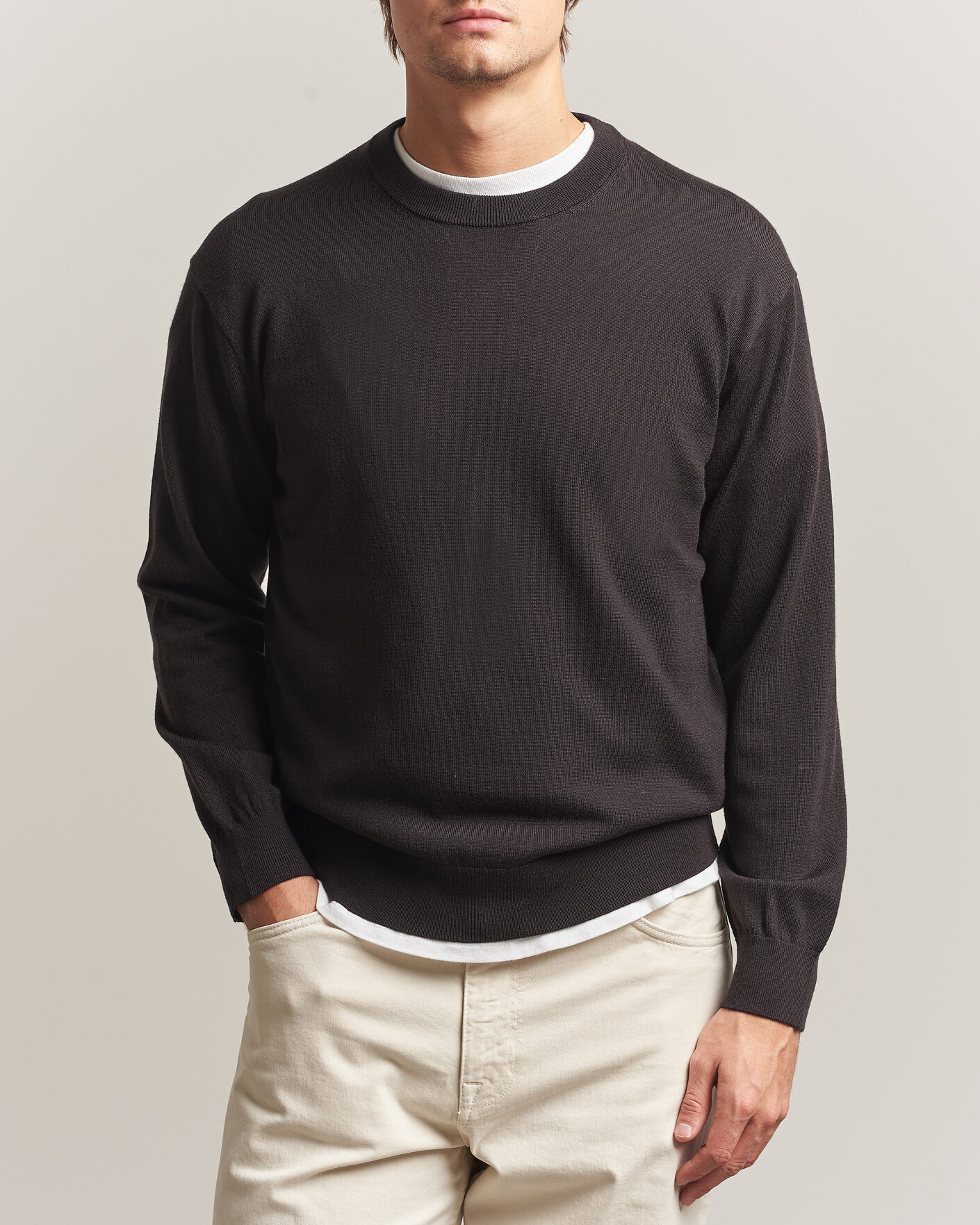 Herren | Pullover | NN07 | Nate Wool Knitted Crew Neck Deep Truffle