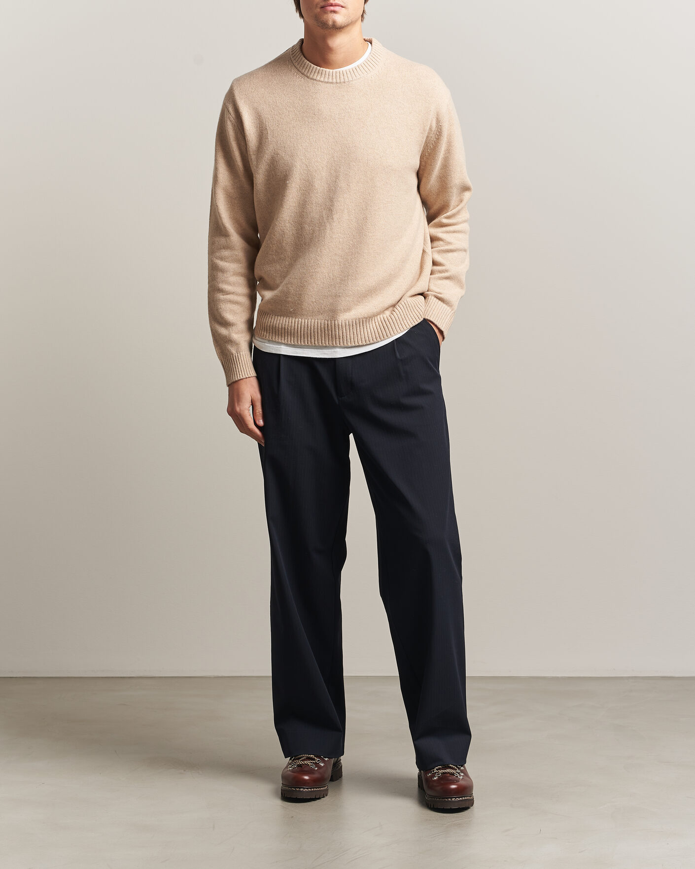 Herren | Pullover | NN07 | Russel Wool/Cotton Knitted Sweater Ecru