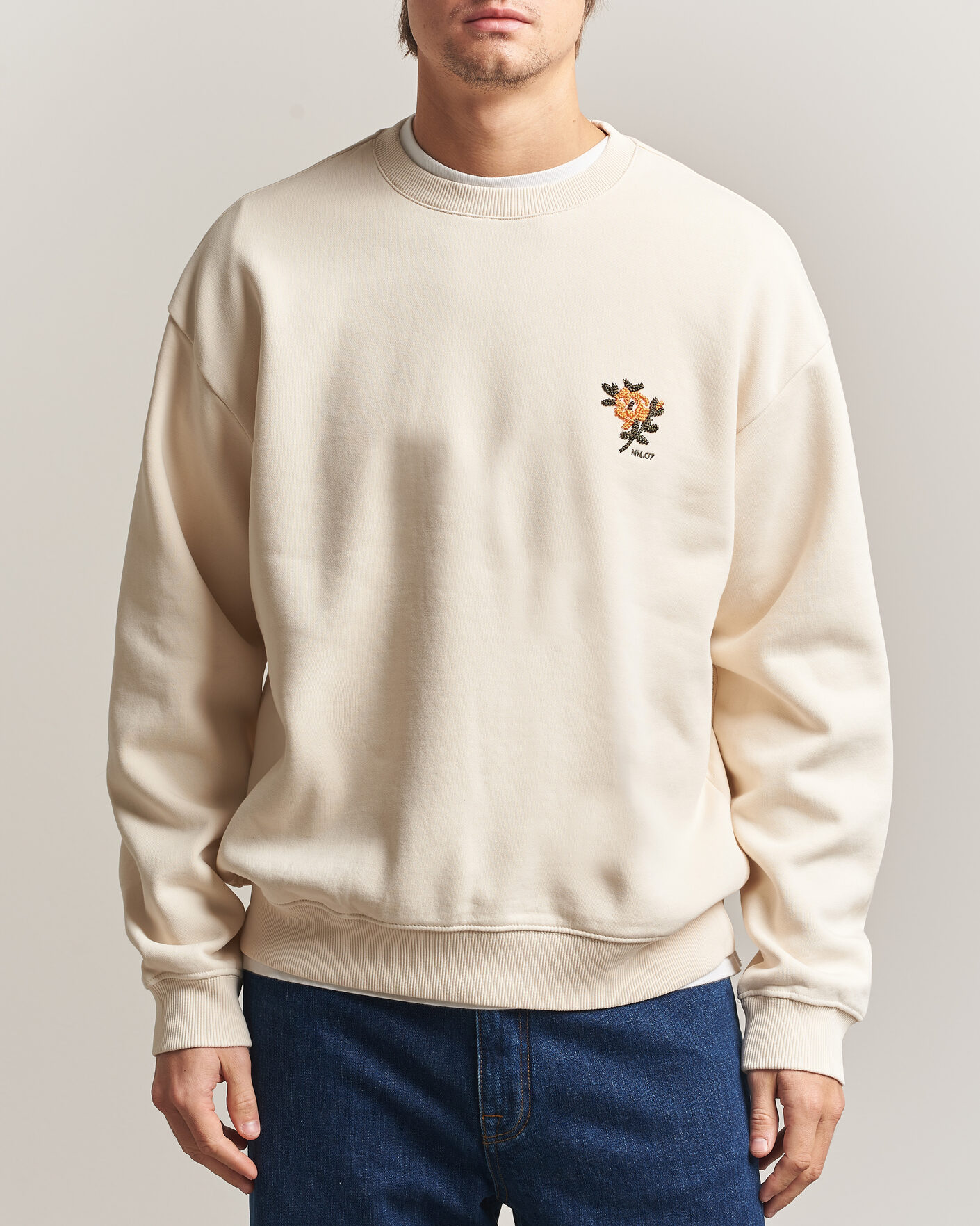 Herren | Pullover | NN07 | David Embroidered Sweatshirt Ivory