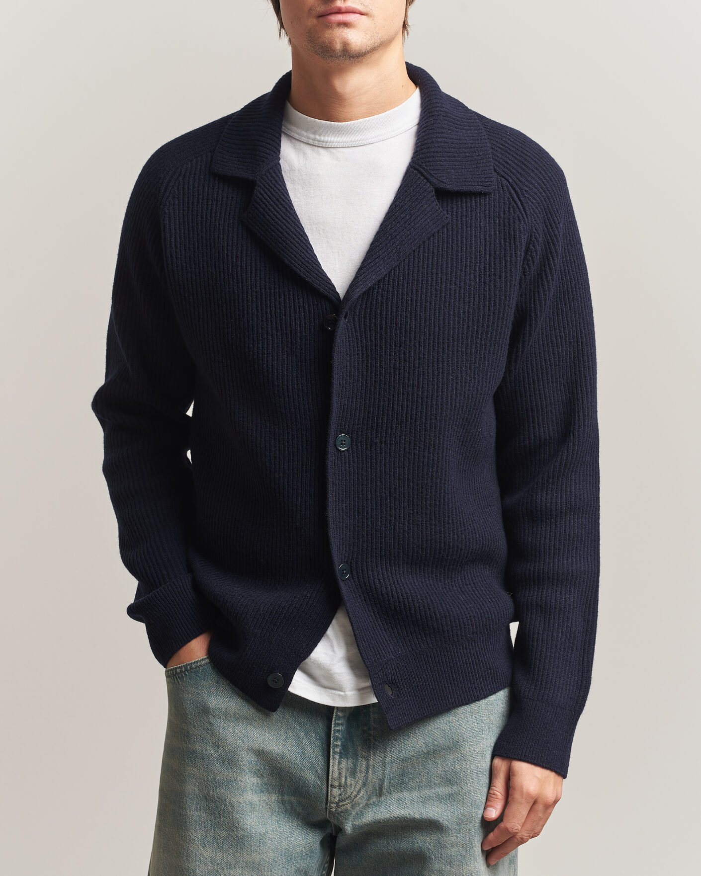 Herren | Pullover | NN07 | Shane Wool Knitted Cardigan Navy Blue